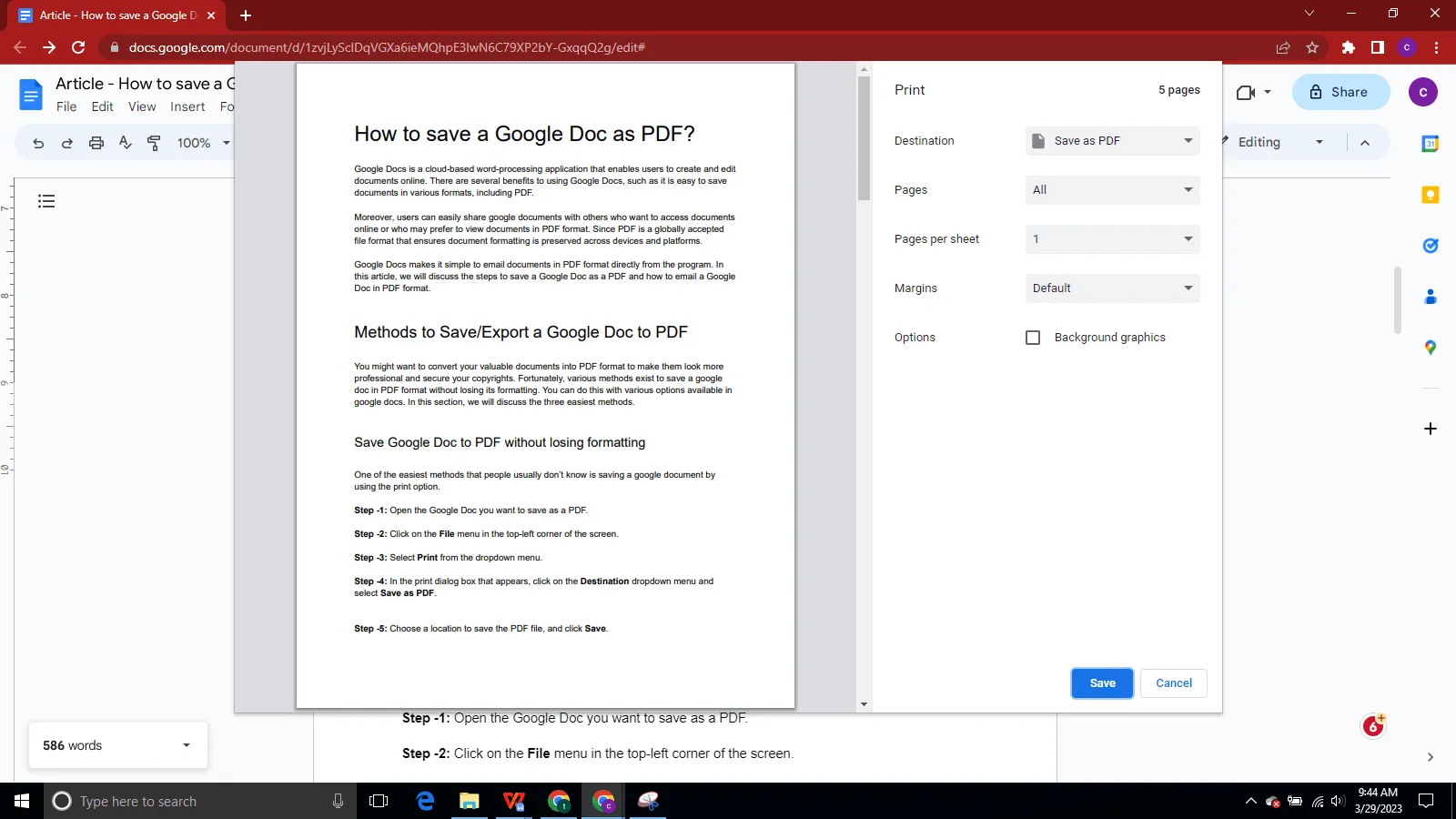 enregistrer google doc en pdf sans perdre le formatage