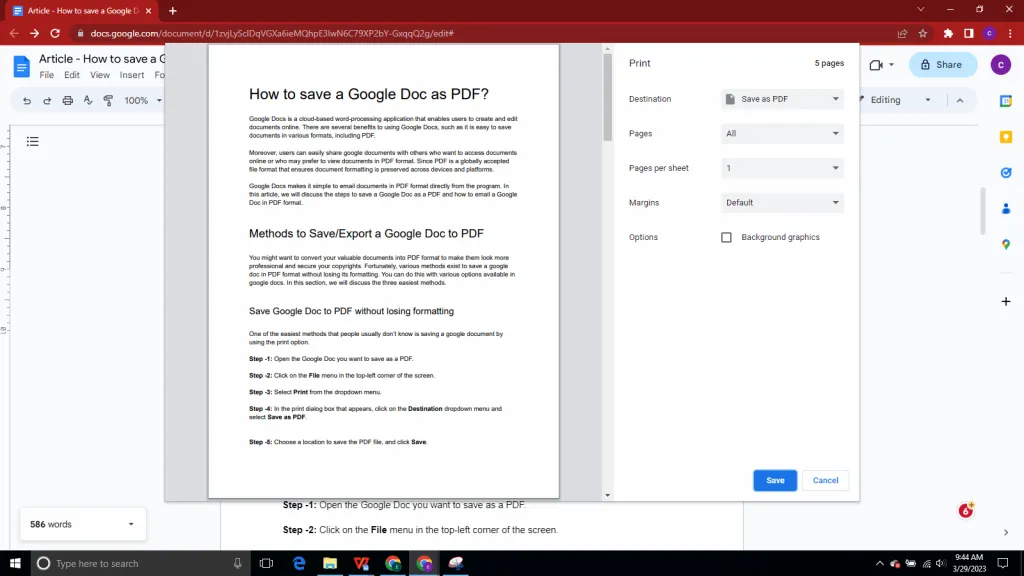 save google doc to pdf without losing formatting
