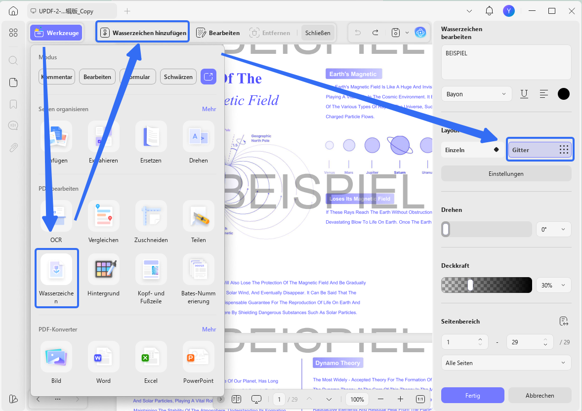 Wasserzeichen in PDF mit UPDF hinzufügen