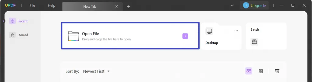 Cliquer sur l'option "Ouvrir Un Fichier"