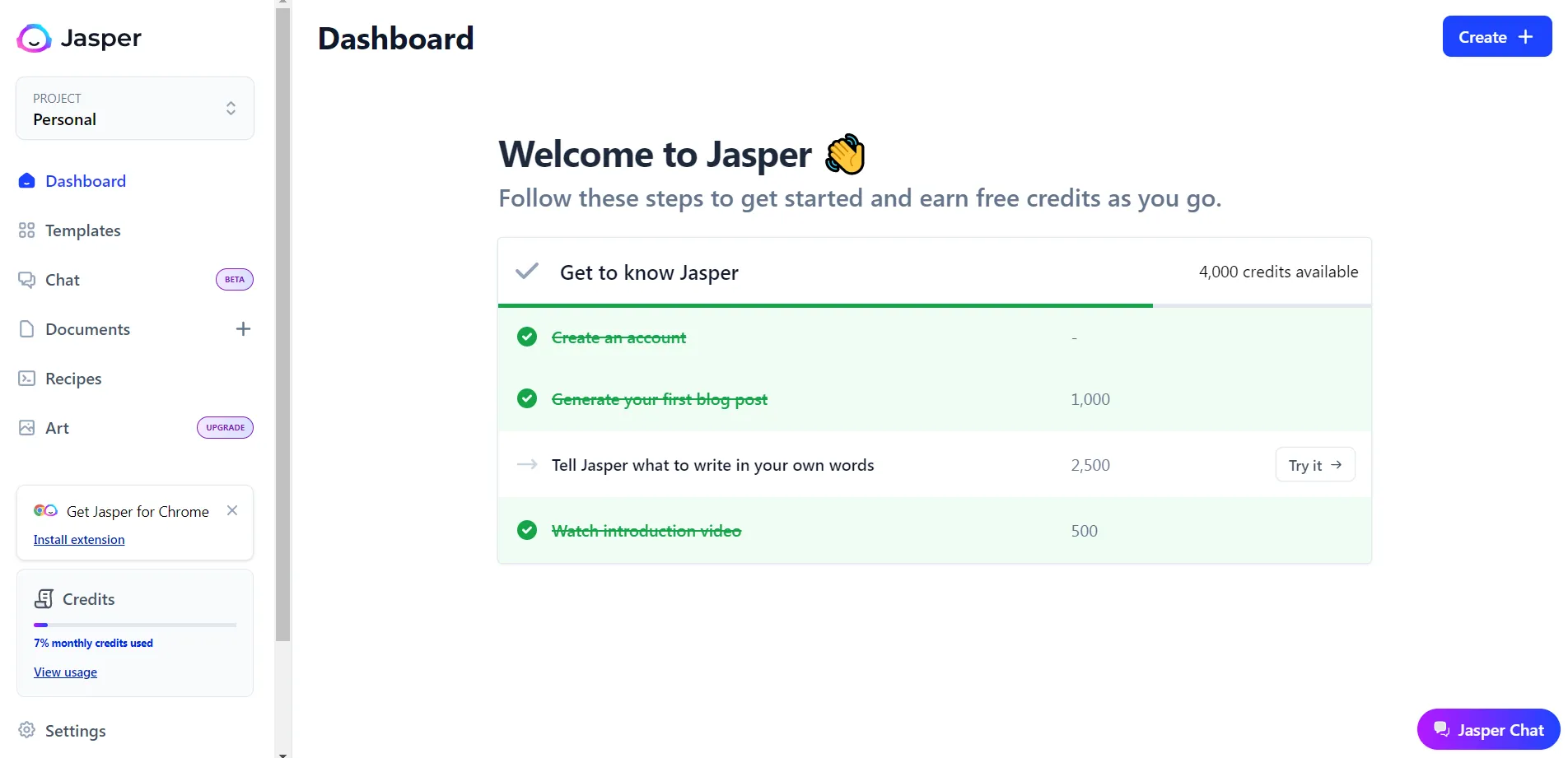 Jasper - gerador de escrita ai