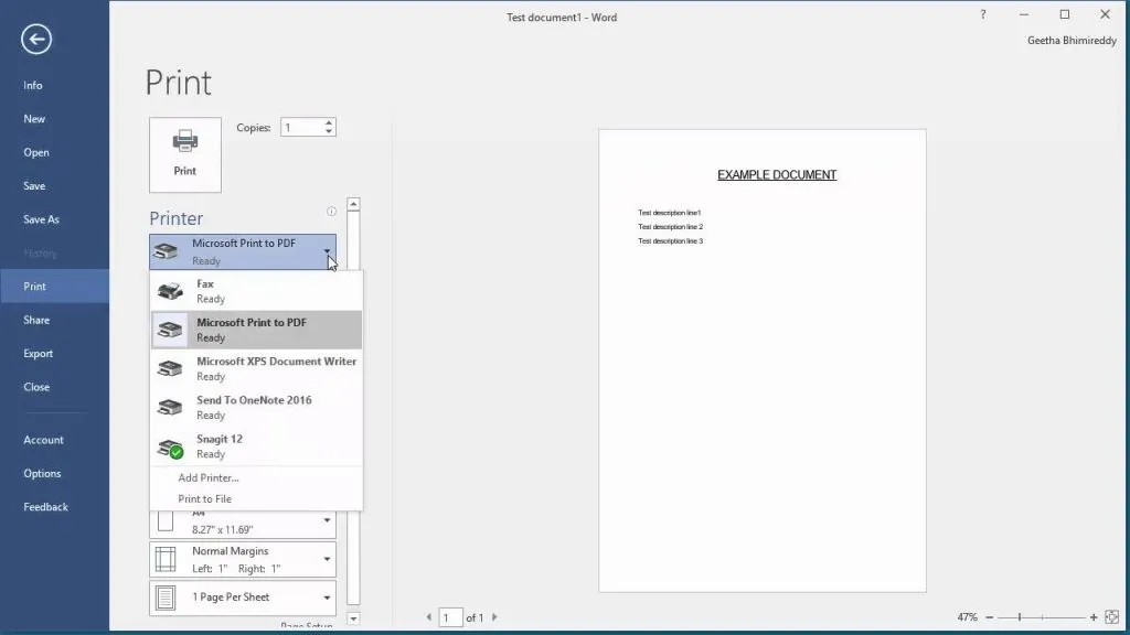 Imprimer un PDF dans Word