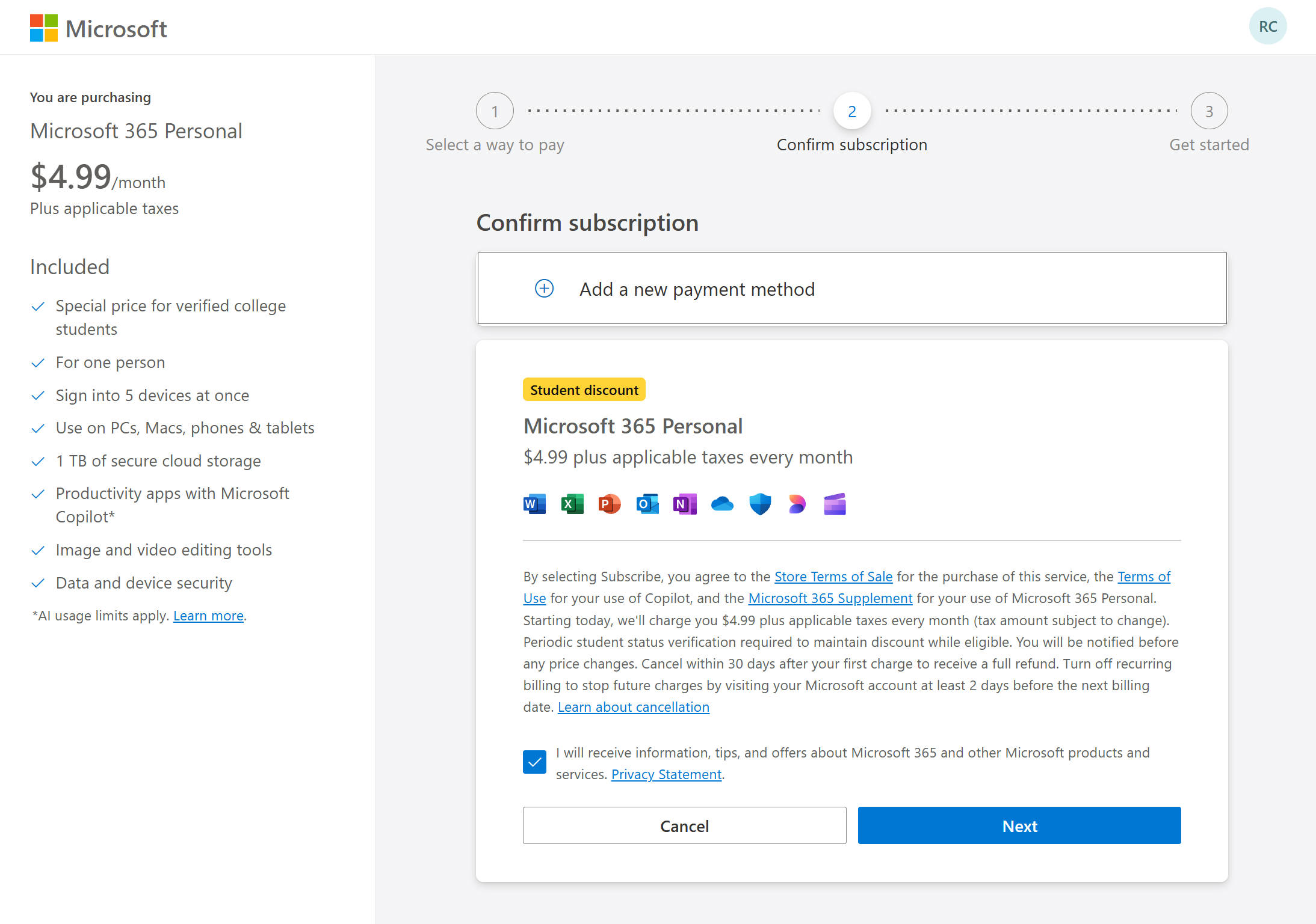 Pay for micosoft office for students