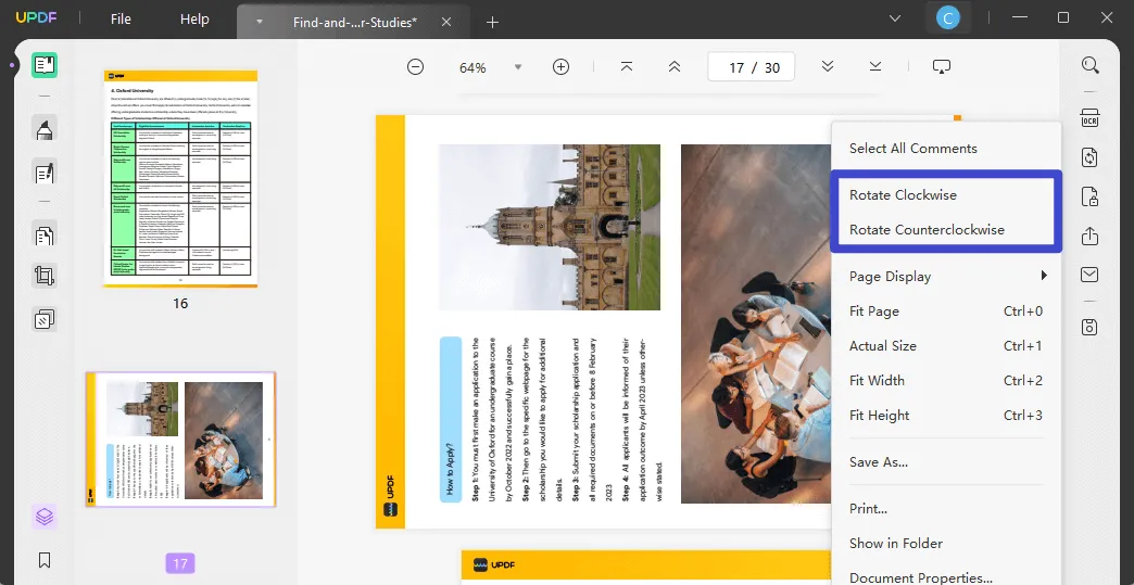 rotate pages how to flip a pdf image