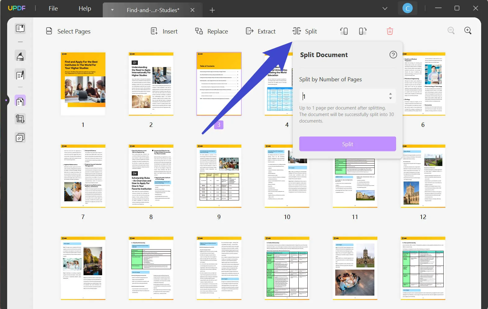 split a pdf page in half split updf