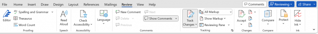 use track changes in Word