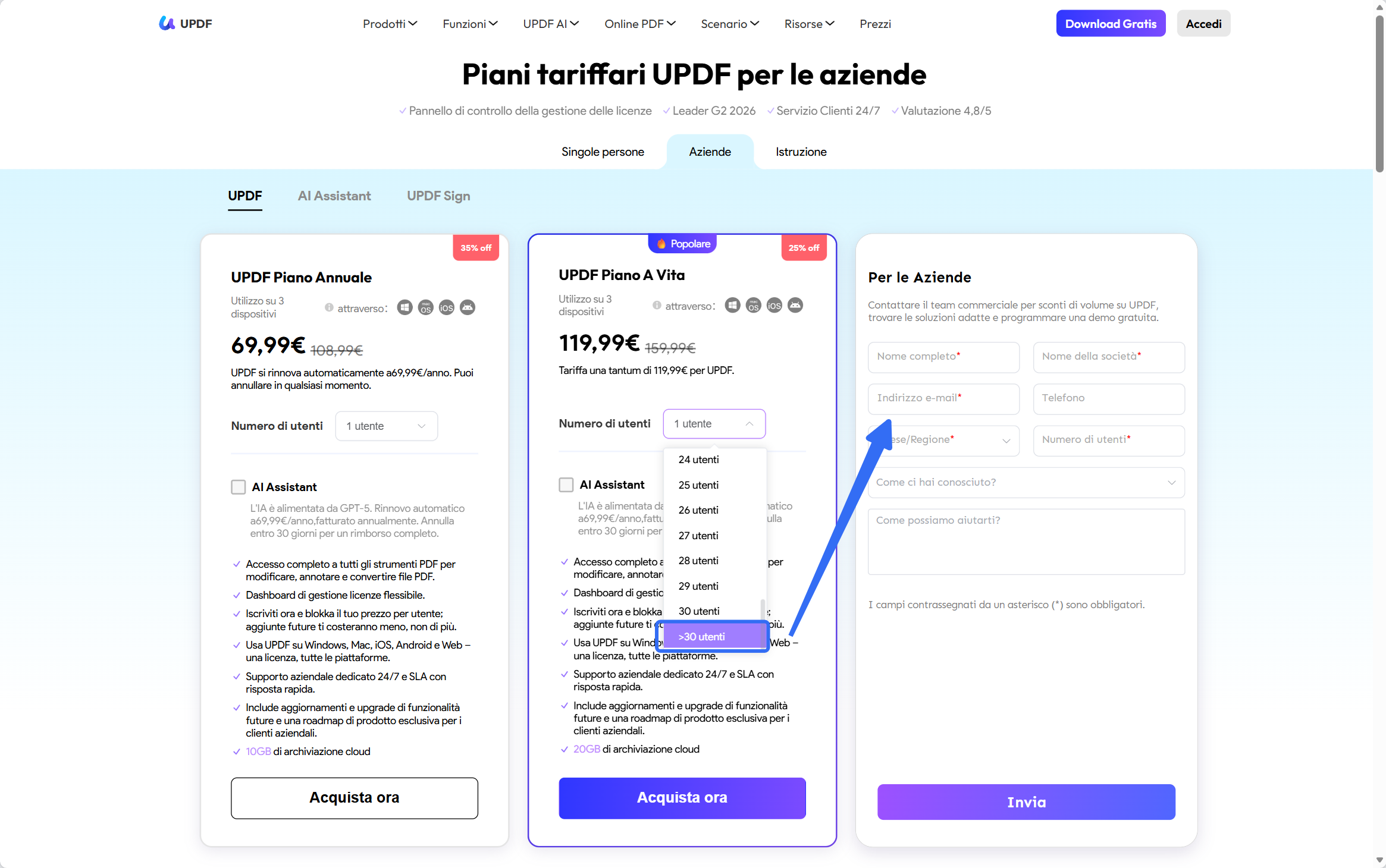 Acquistare il Piano Aziendale