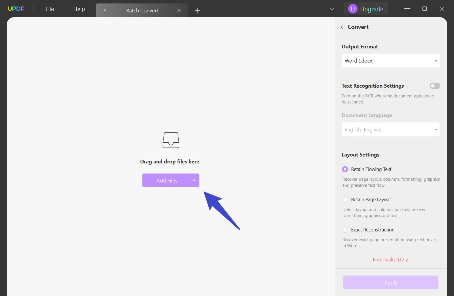 برنامج تحويل pdf الى excel ai اضافة ملفات