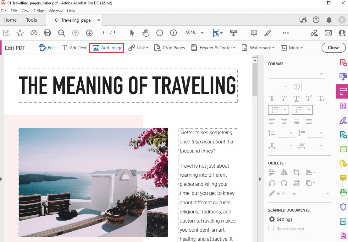 adicionar imagem no adobe acrobat