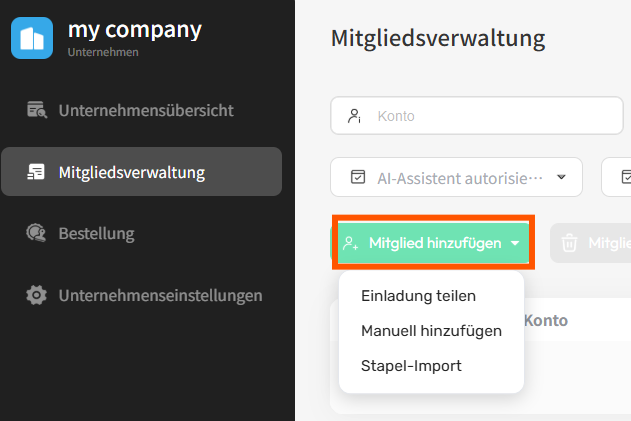 Mitglieder hinzufügen updf enterprise