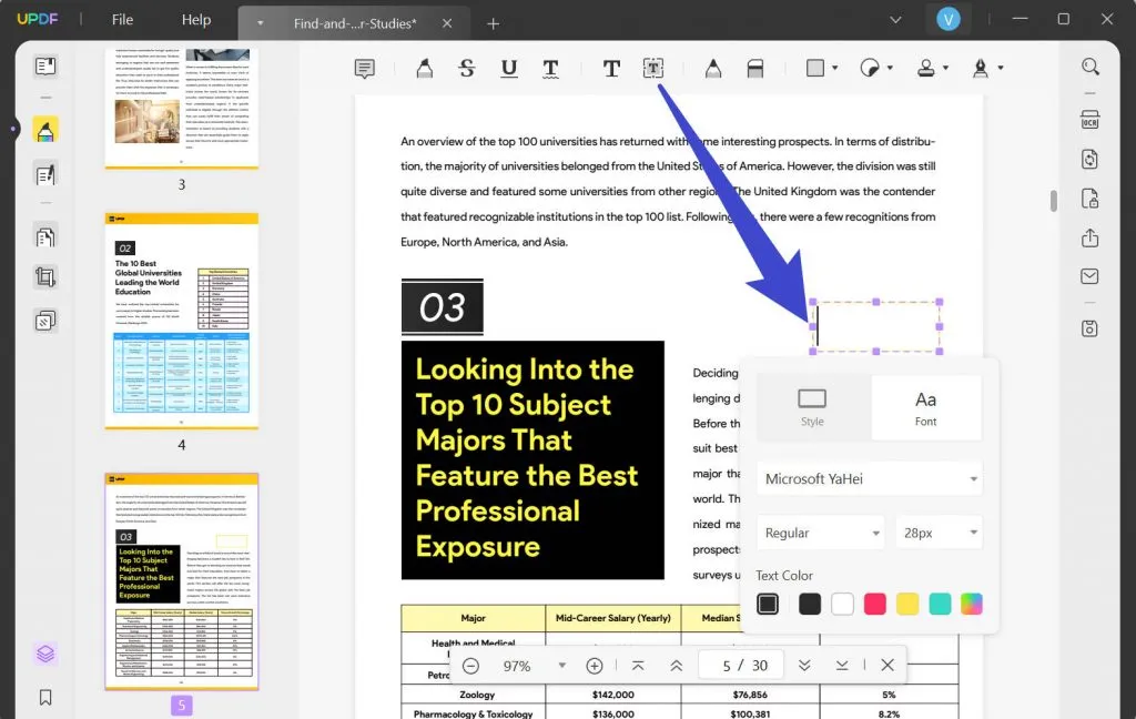 Add text box to PDF with UPDF