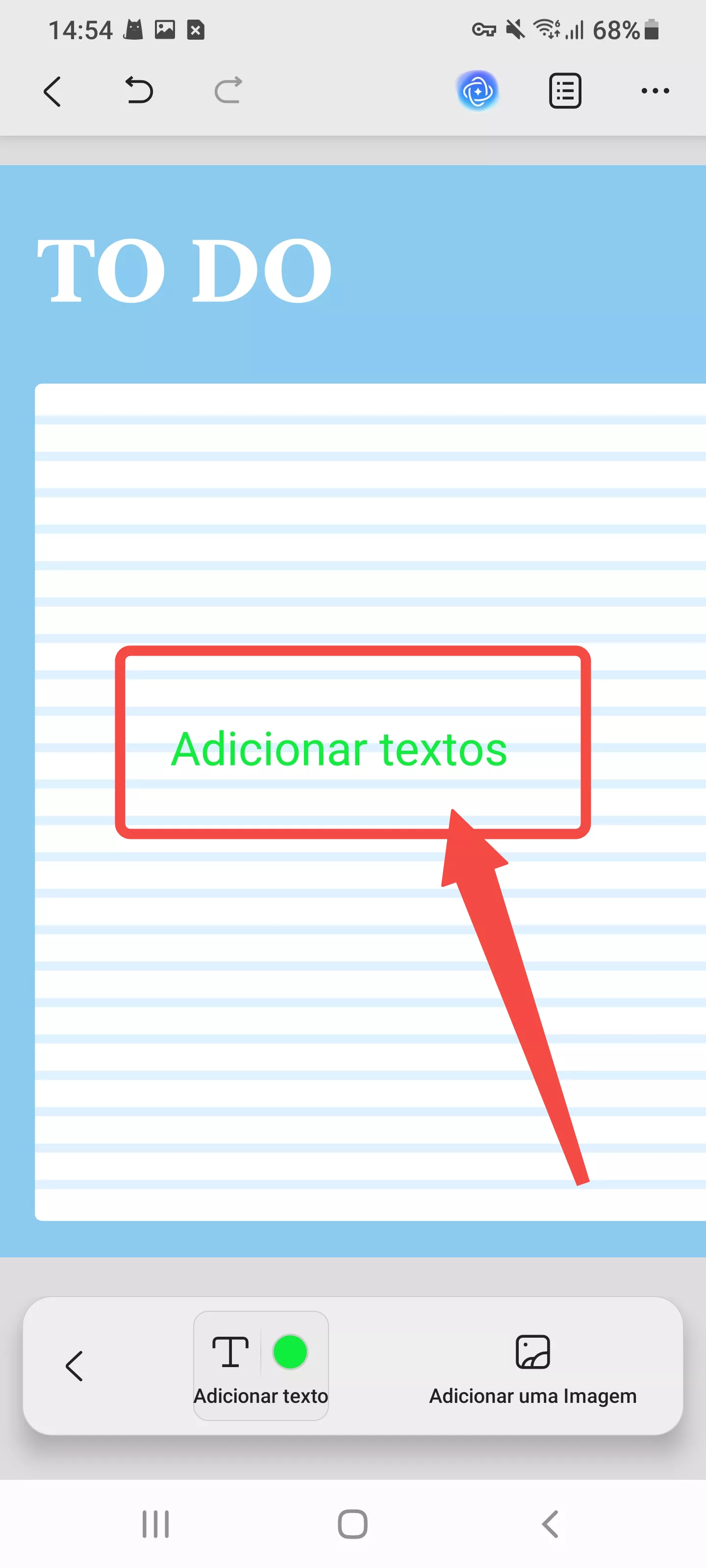 adicionar textos