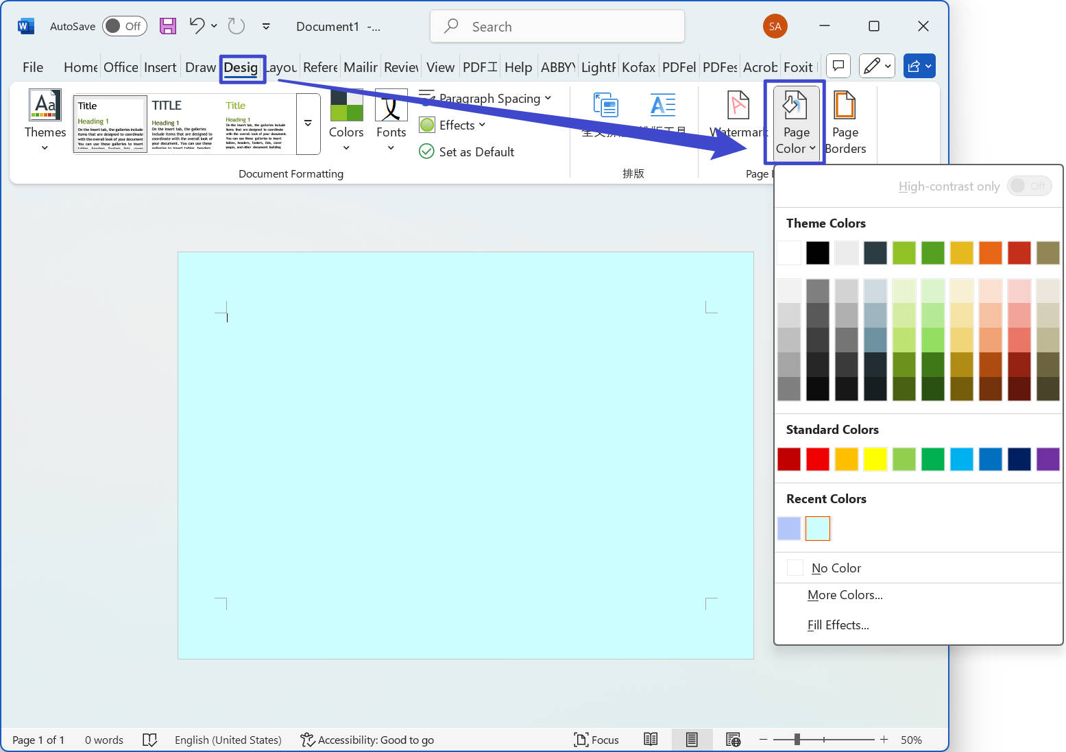 choose background color word