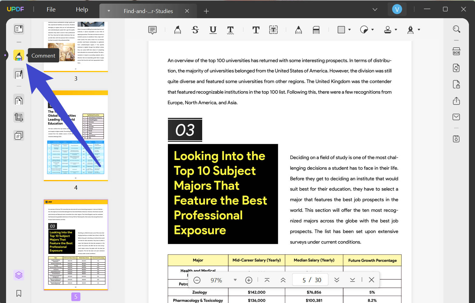 قم بتحرير ملف PDF باستخدام UPDF لتخصيص قالب وظائف المدرسة التجارية