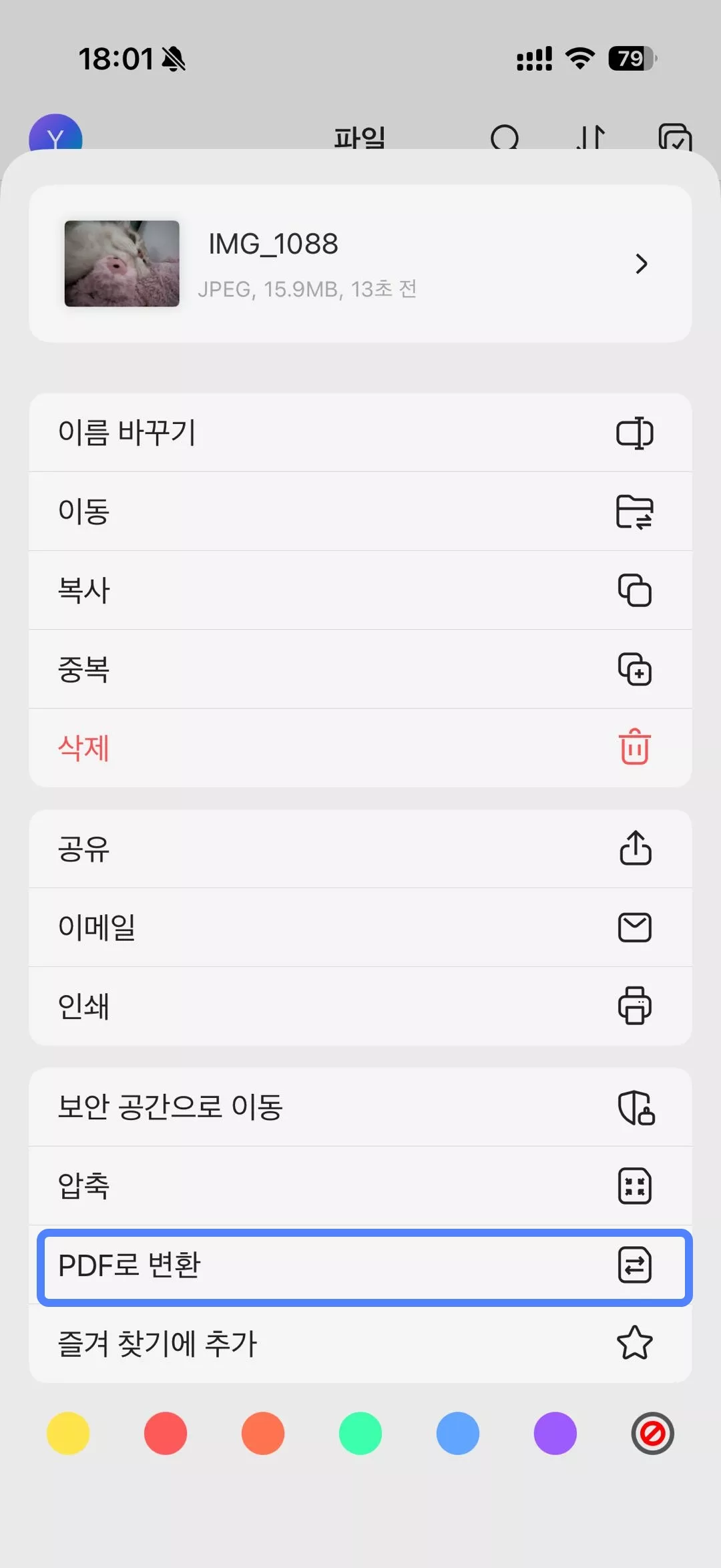 pdf로 변환을 클릭하기