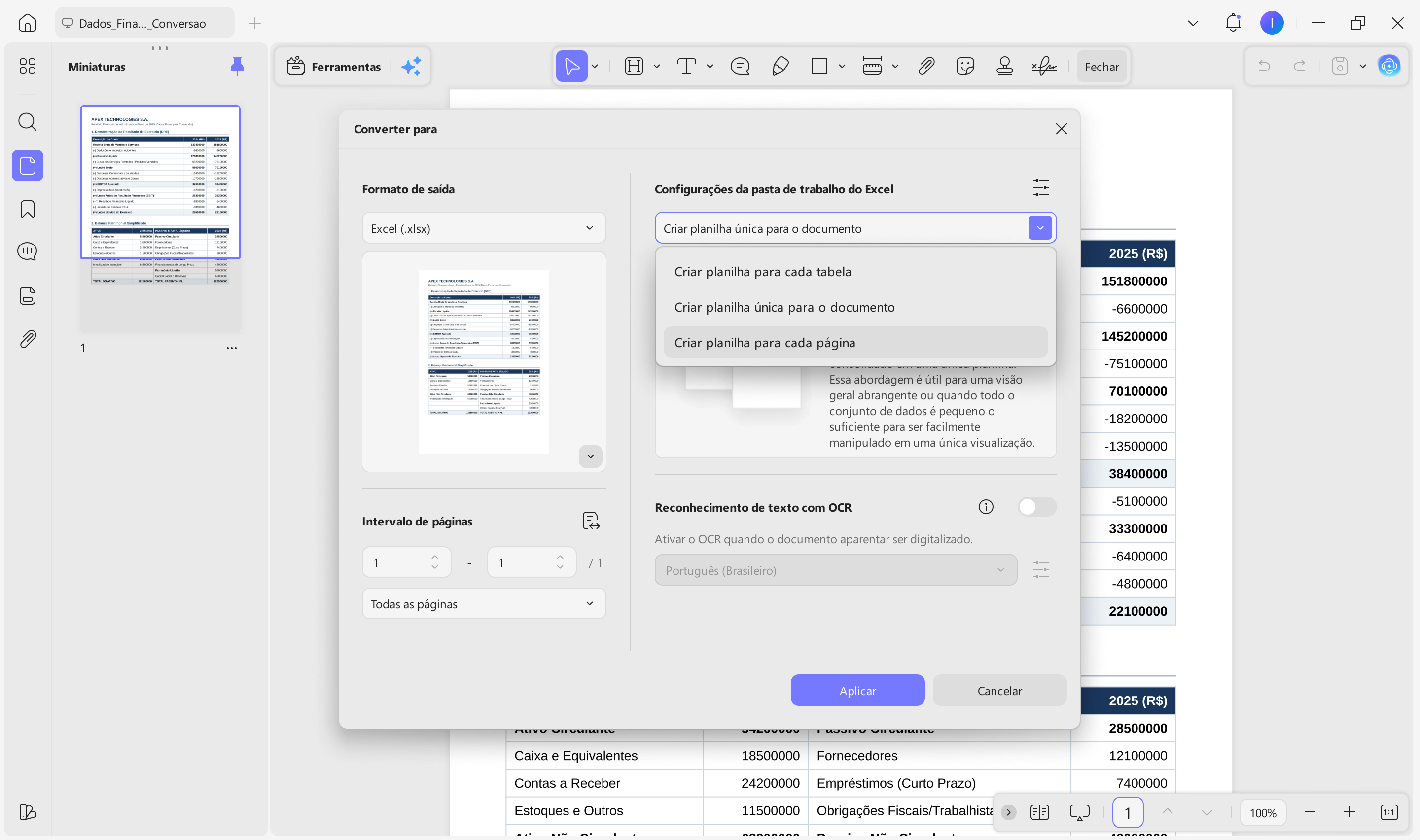 converter pdf em excel no updf