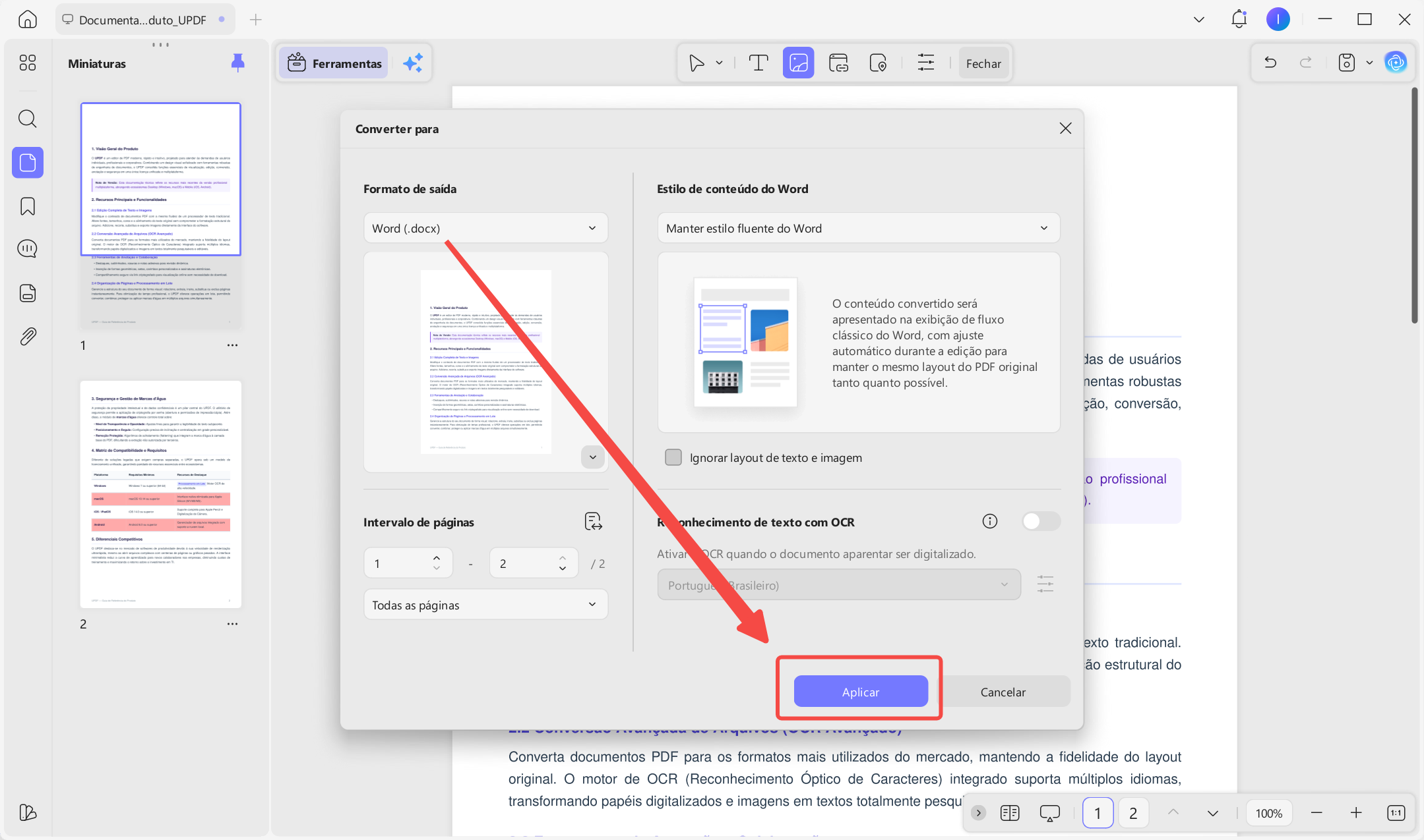 converter pdf em word com updf