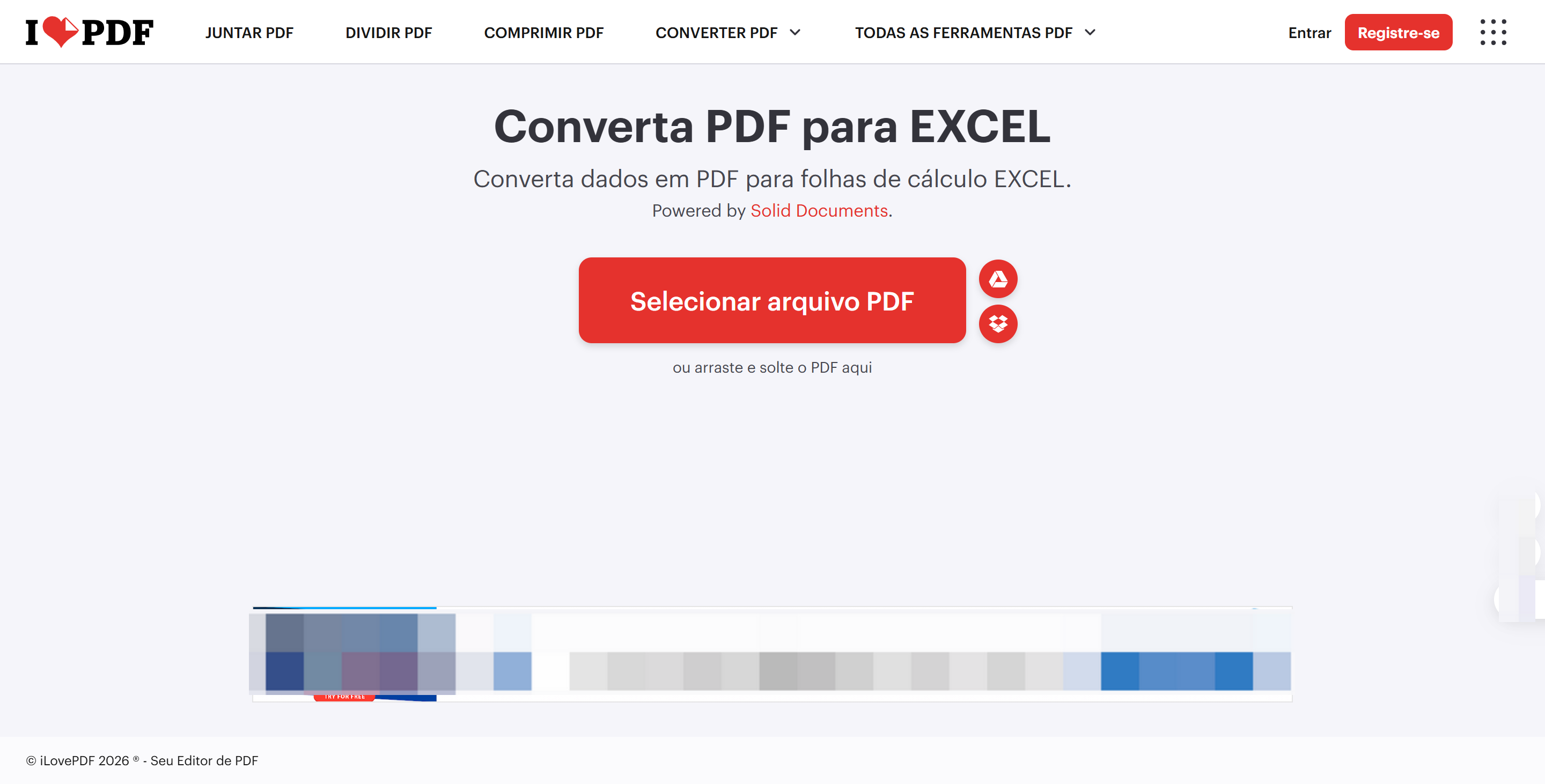 converter pdf para excel com ilovepdf