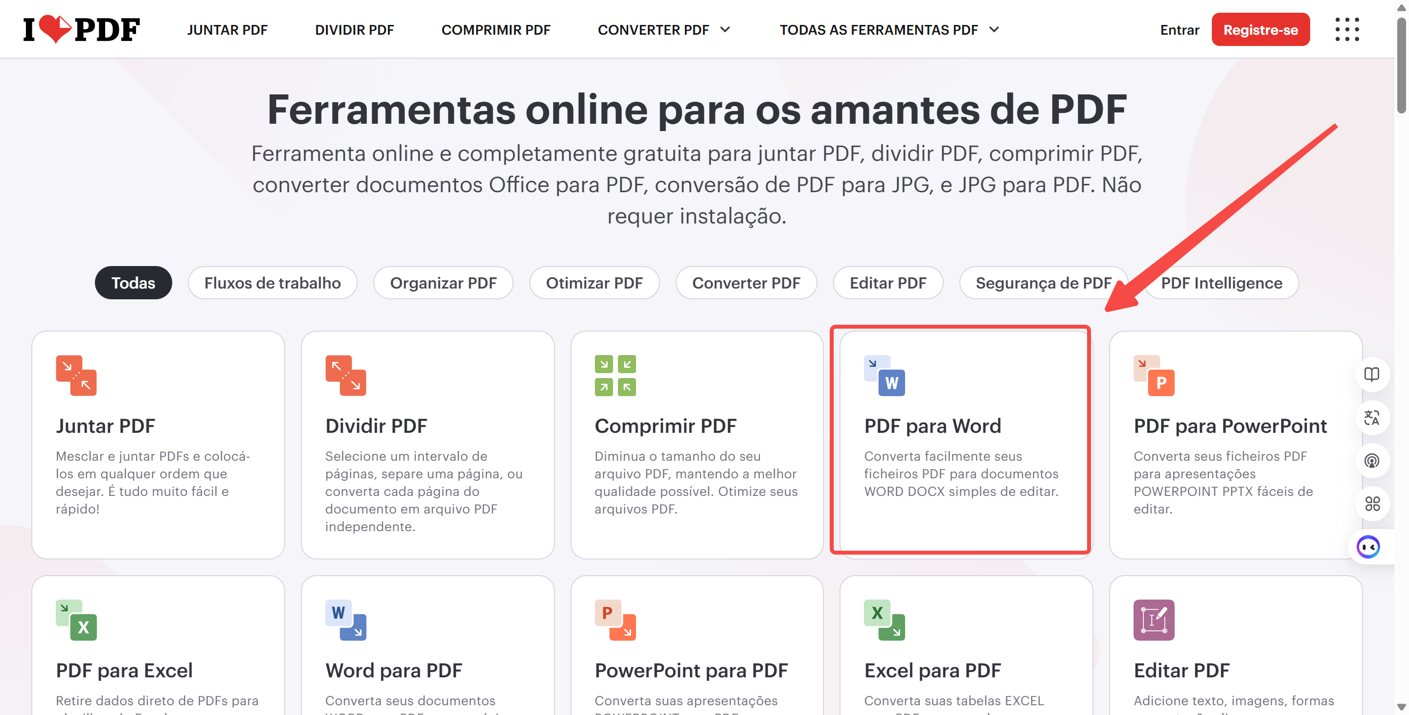 converter pdf para word no ilovepdf