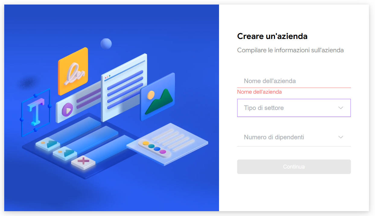 crea un'azienda
