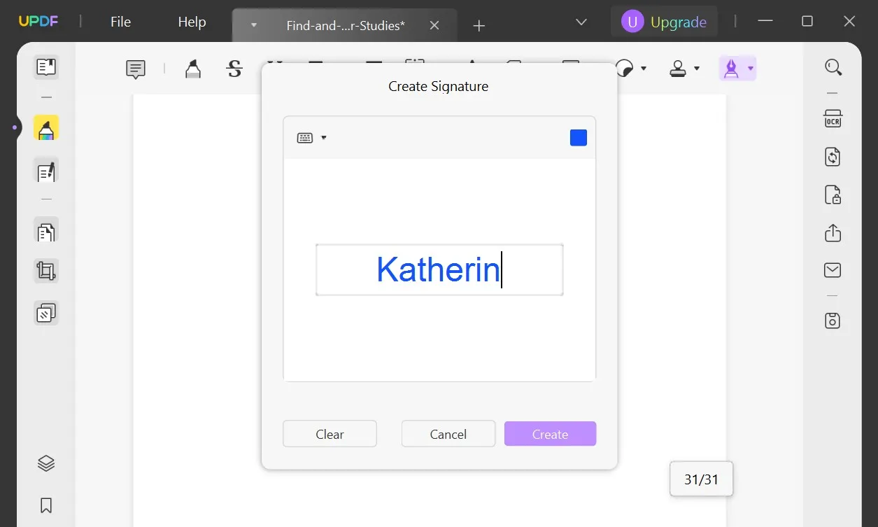 create a signature with updf for windows