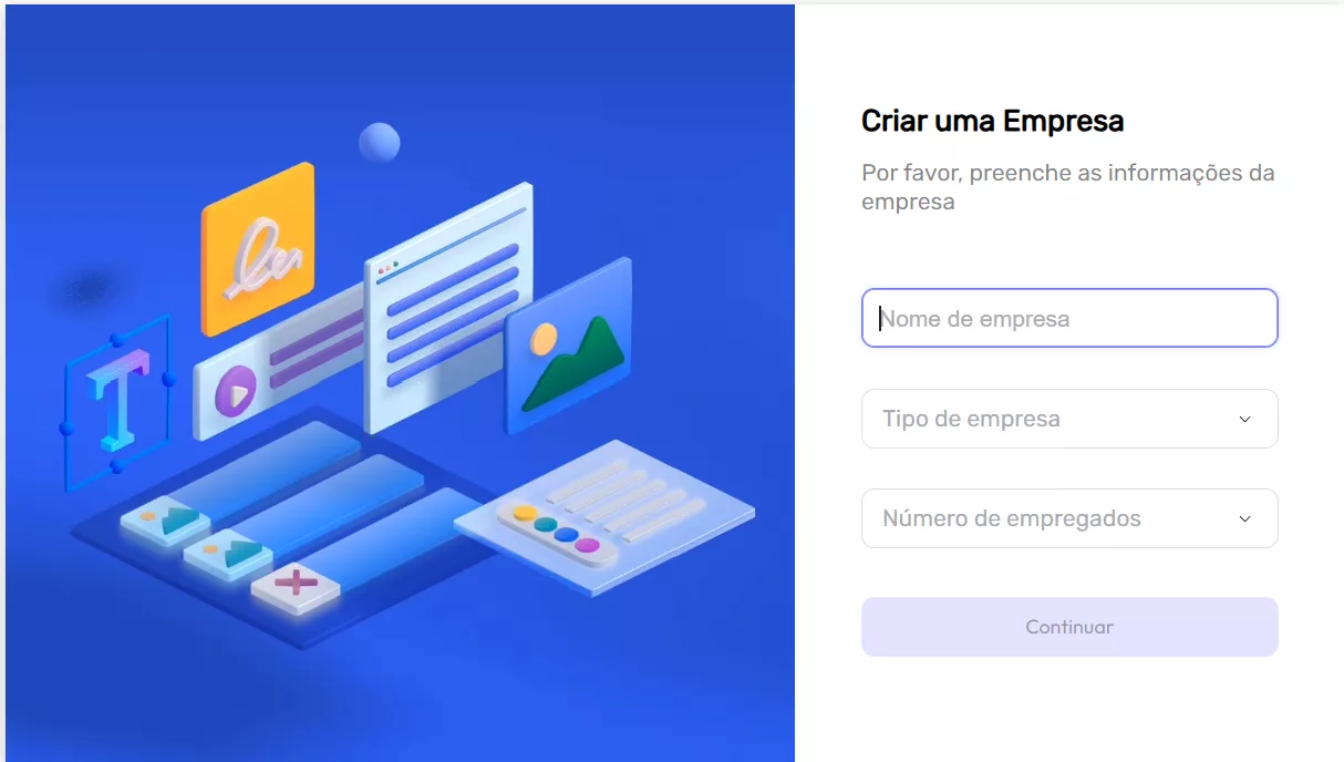 criar uma empresa web page