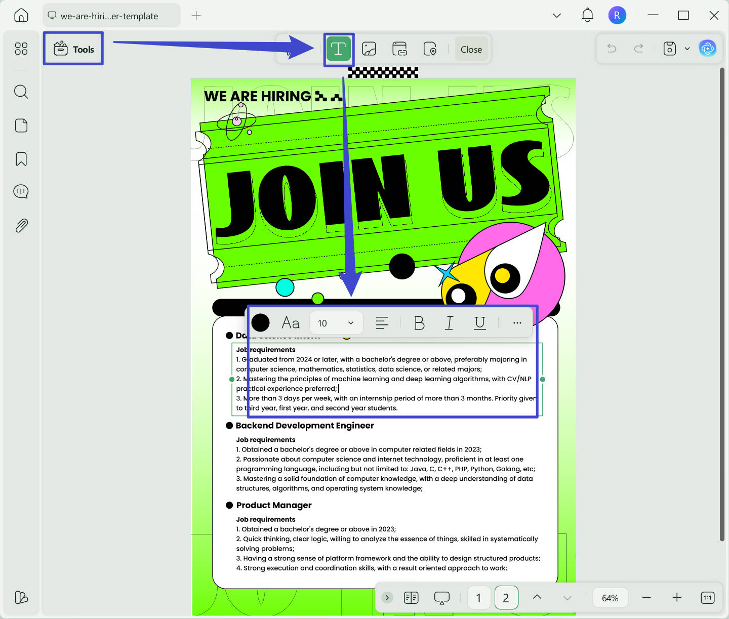 edit text in poster updf windows