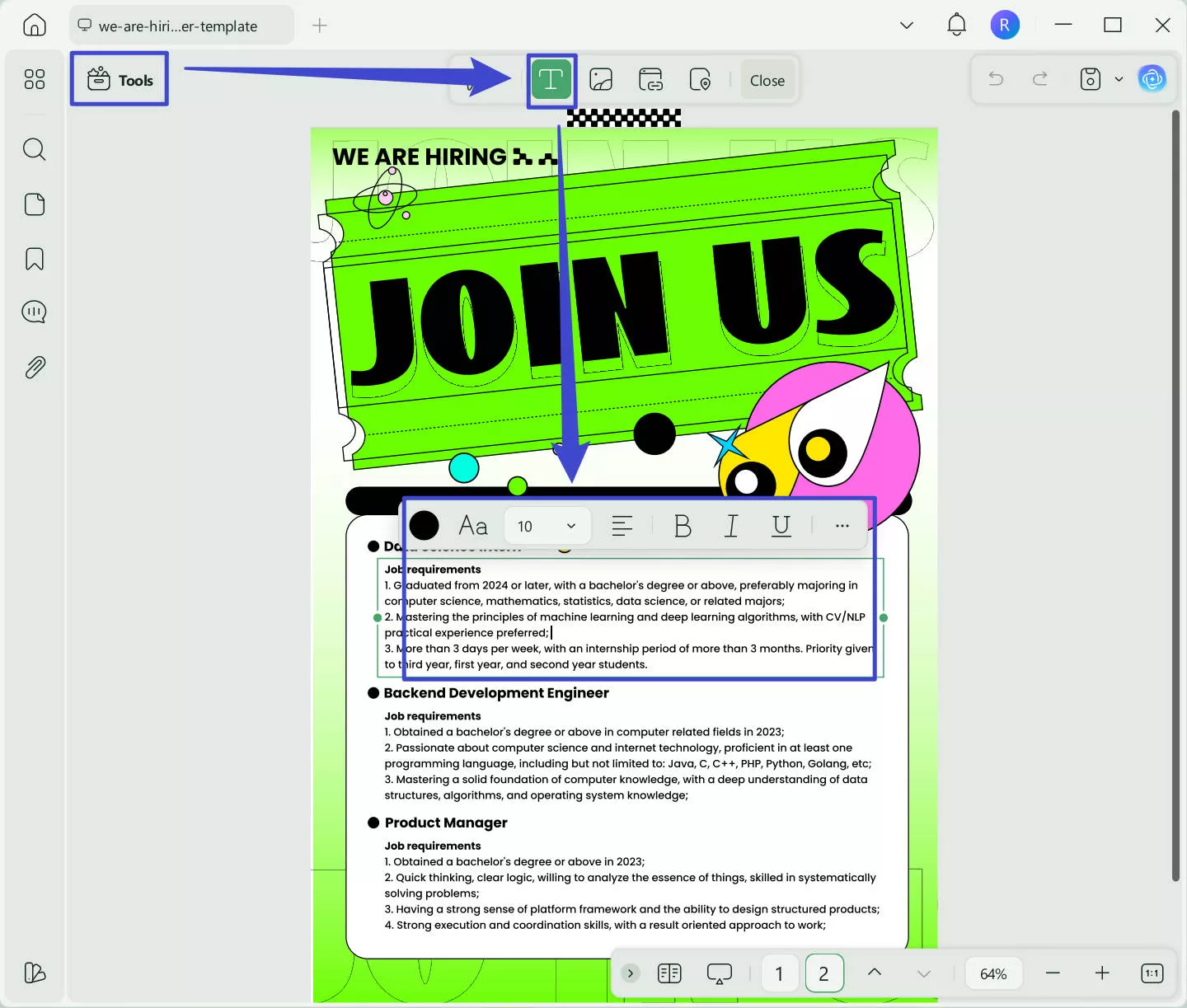 edit text in poster updf windows