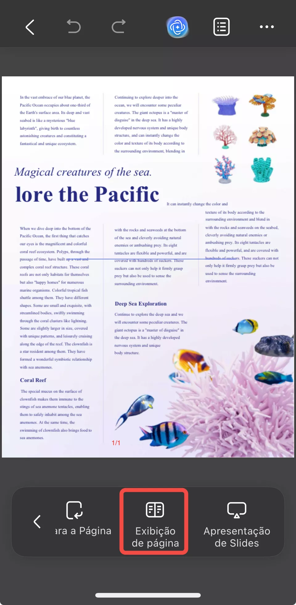 exibição de página