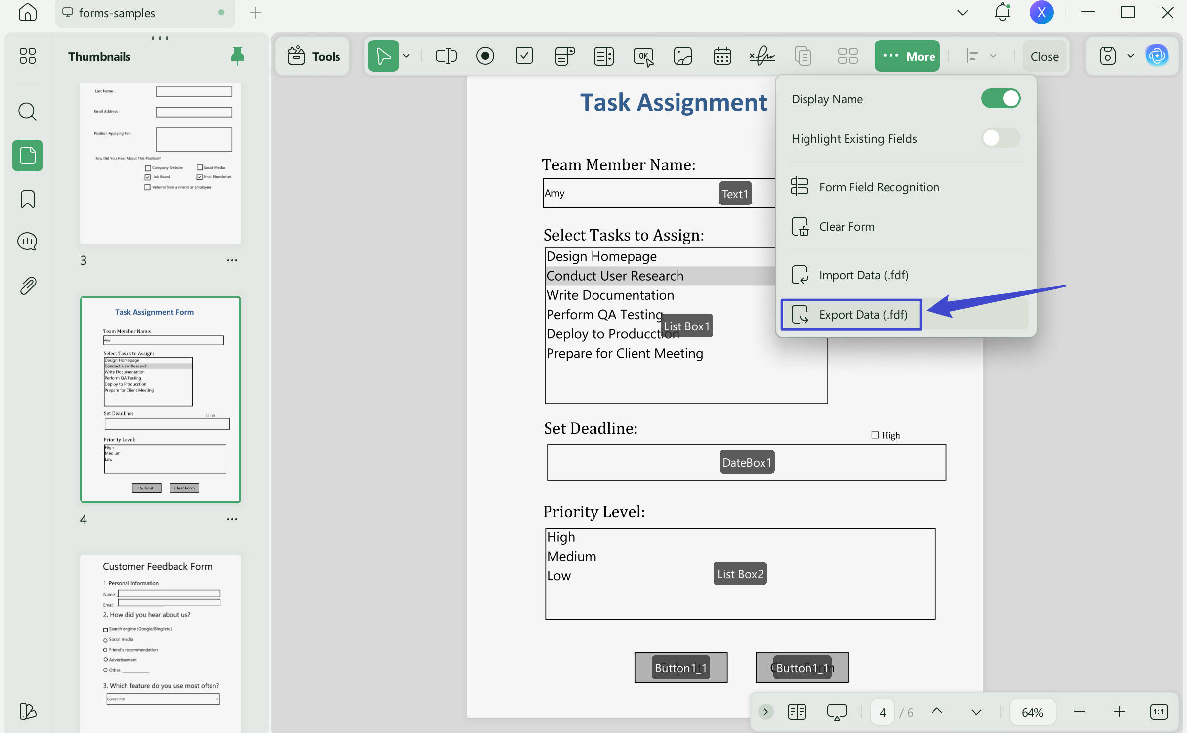 extract data to pdf