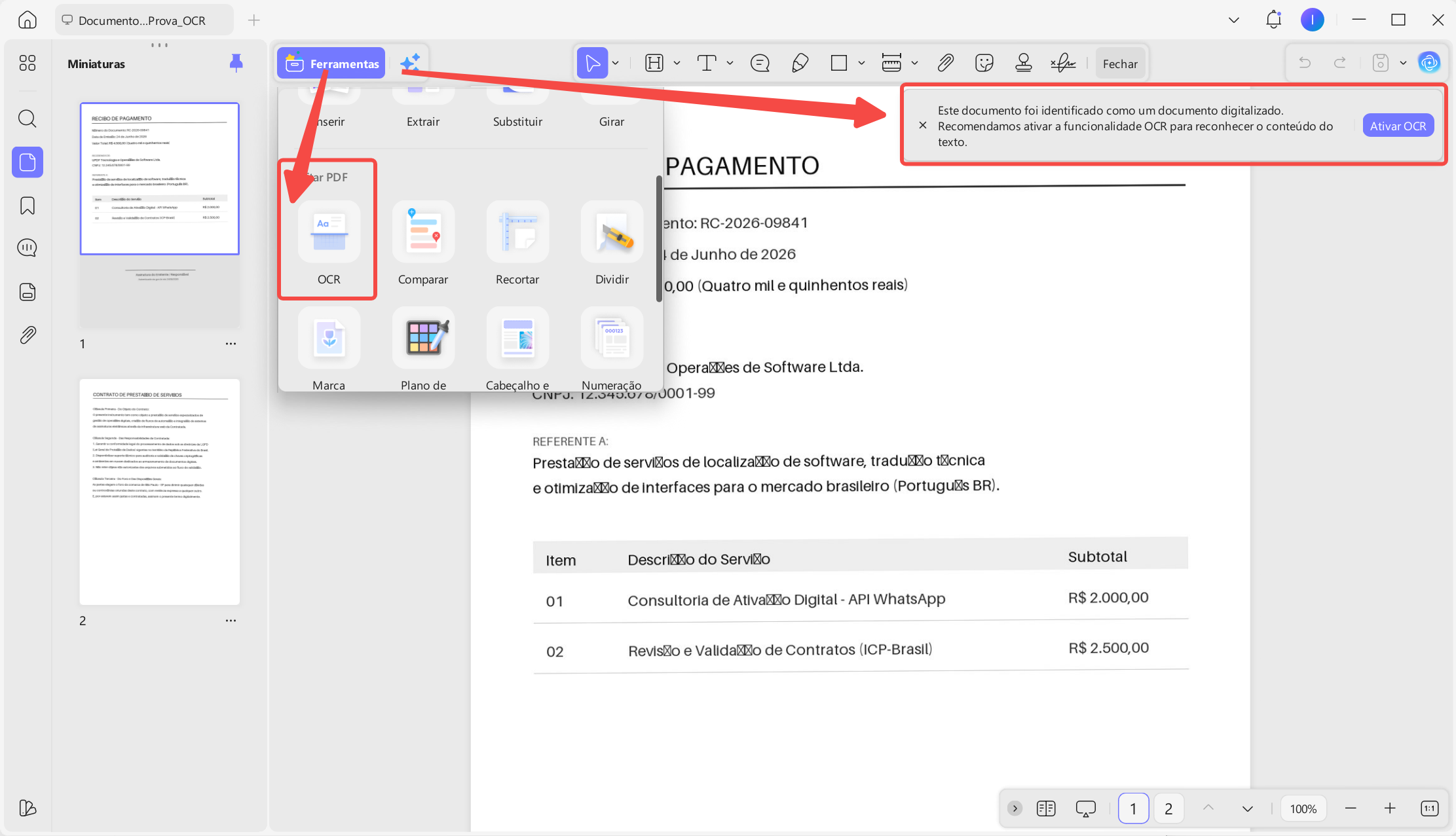 fazer ocr com updf