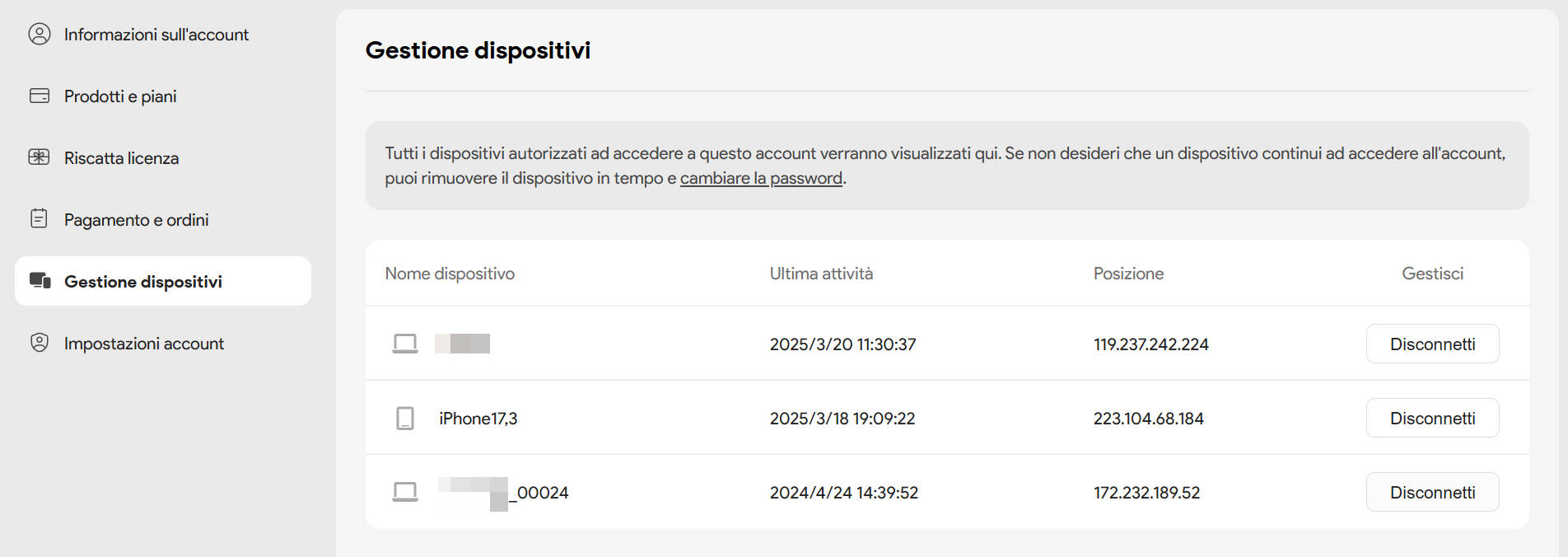 Gestire i Dispositivi