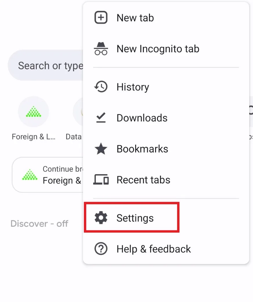 google chrome settings on android