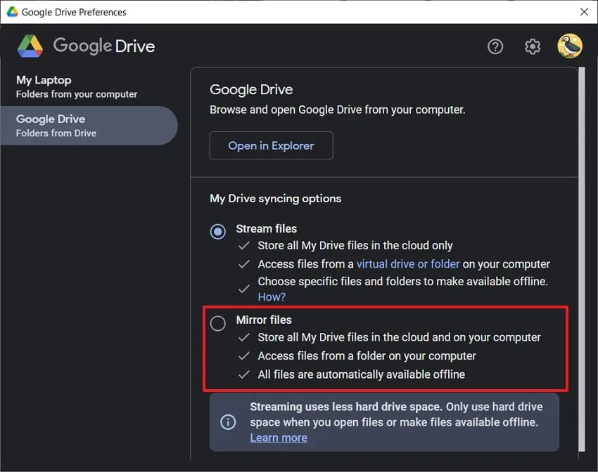 Dateien spiegeln Google Drive Ordner synchronisieren nicht