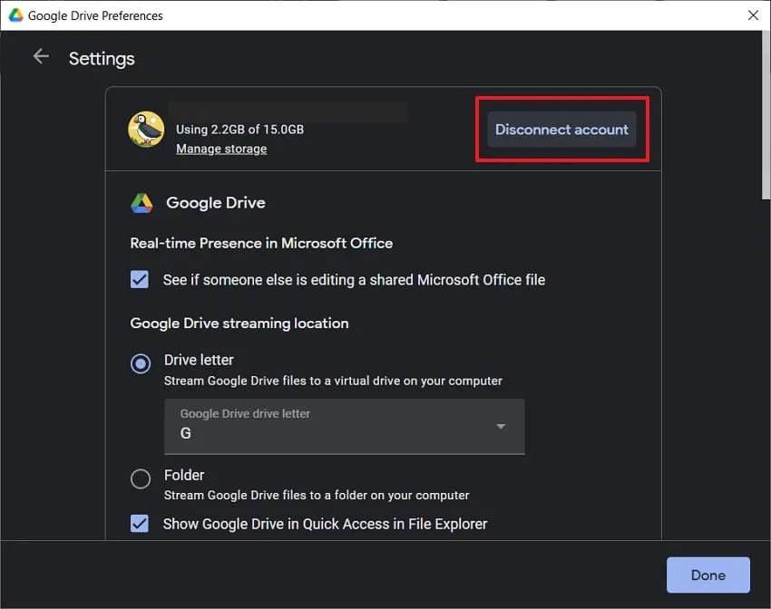 Konto trennen Google Drive synchronisiert nicht Windows 10