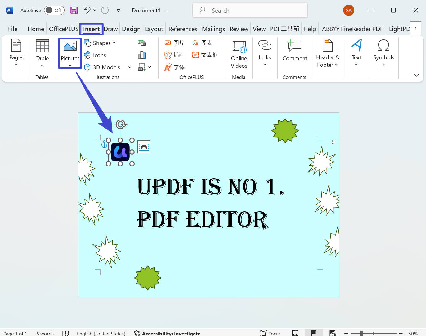 insert logo to poster word