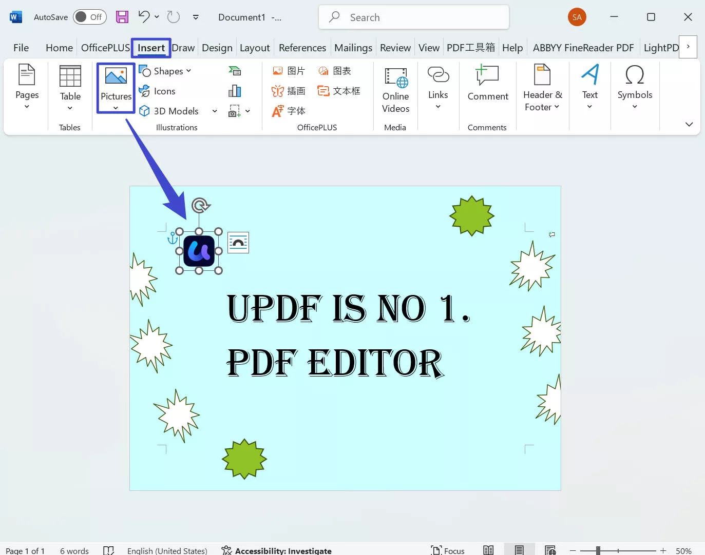 insert logo to poster word