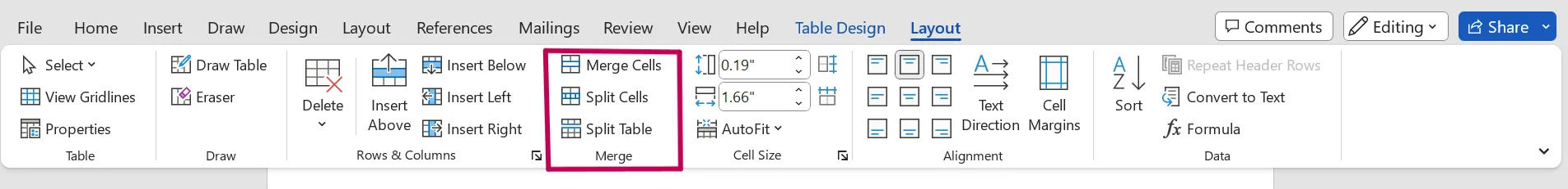 layout tab in word