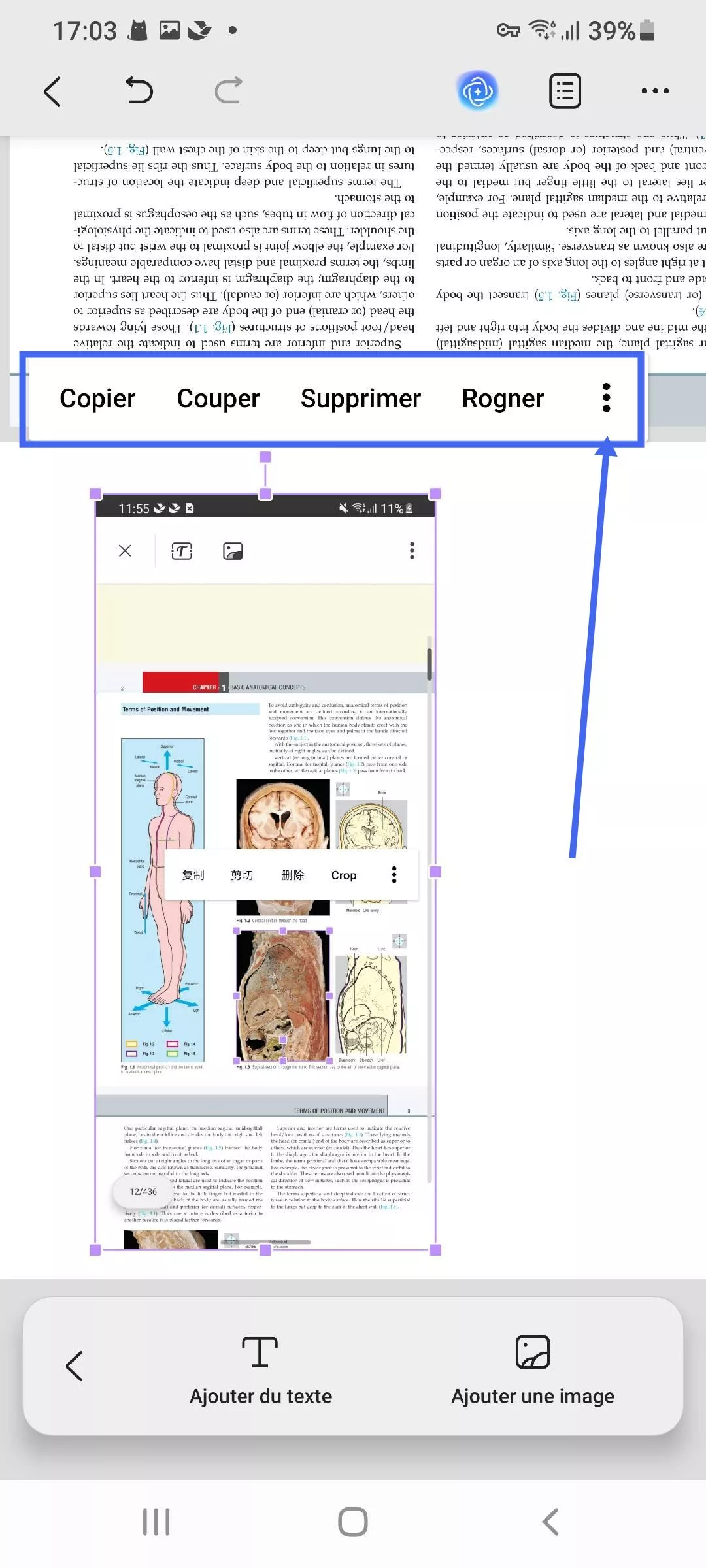 Taper sur l'icône d'édition