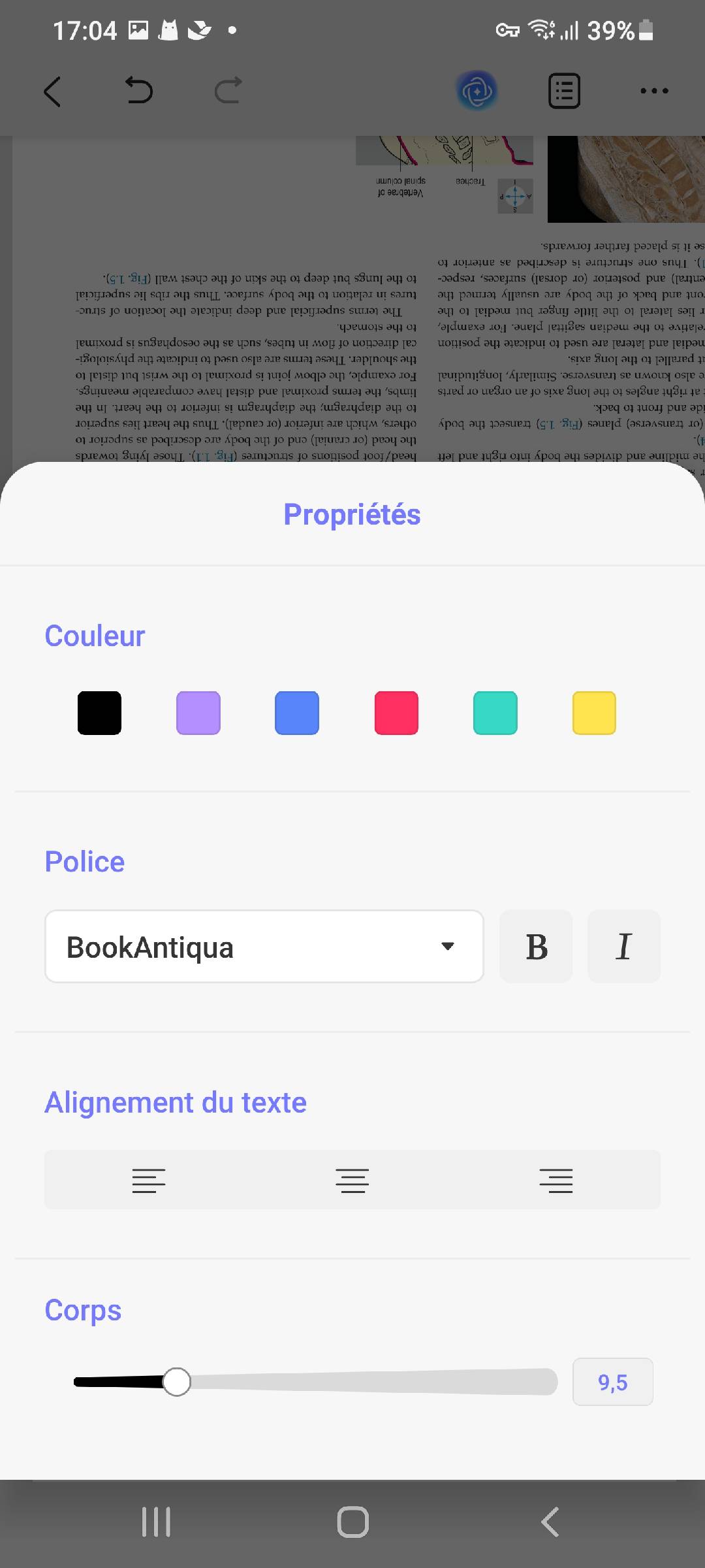 Sélectionner le texte à éditer