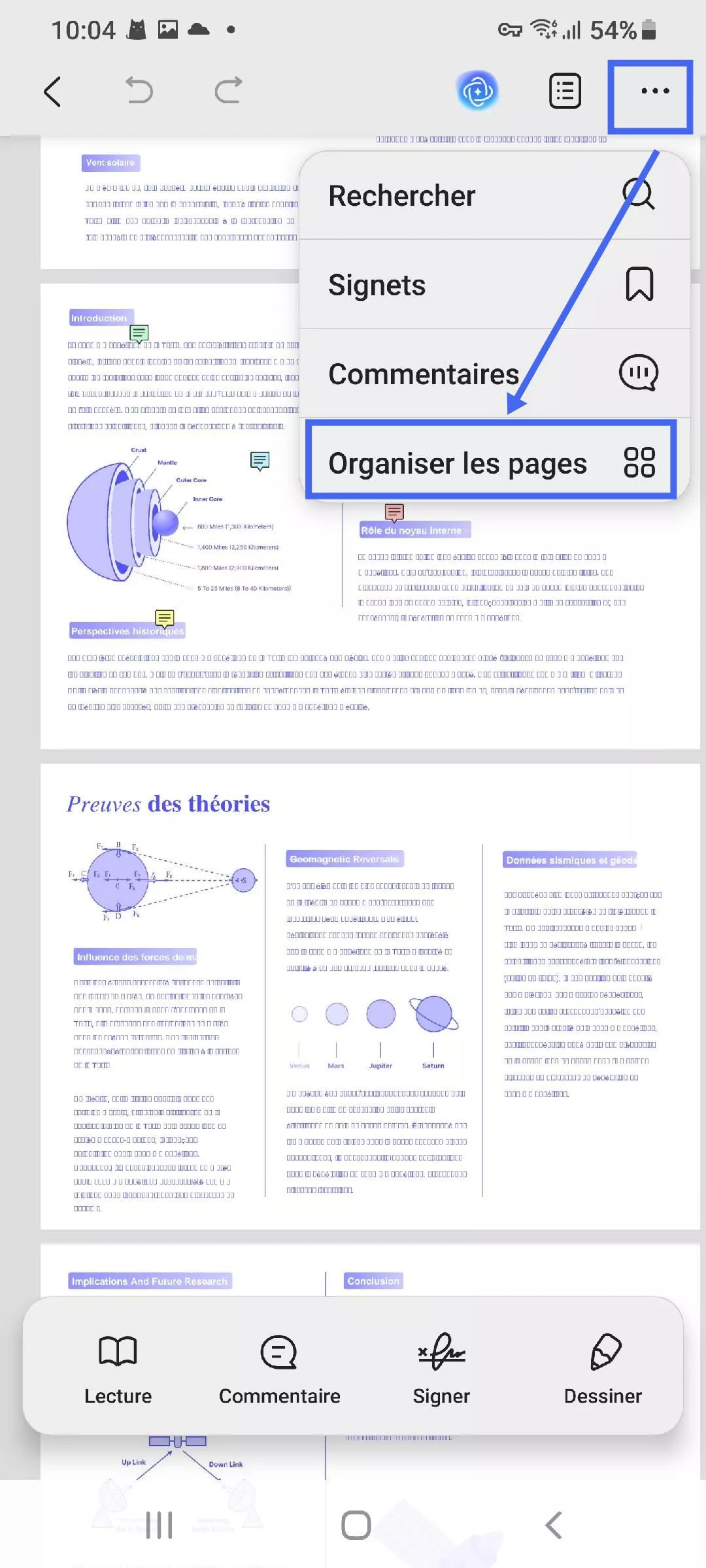 organiser les pages Android