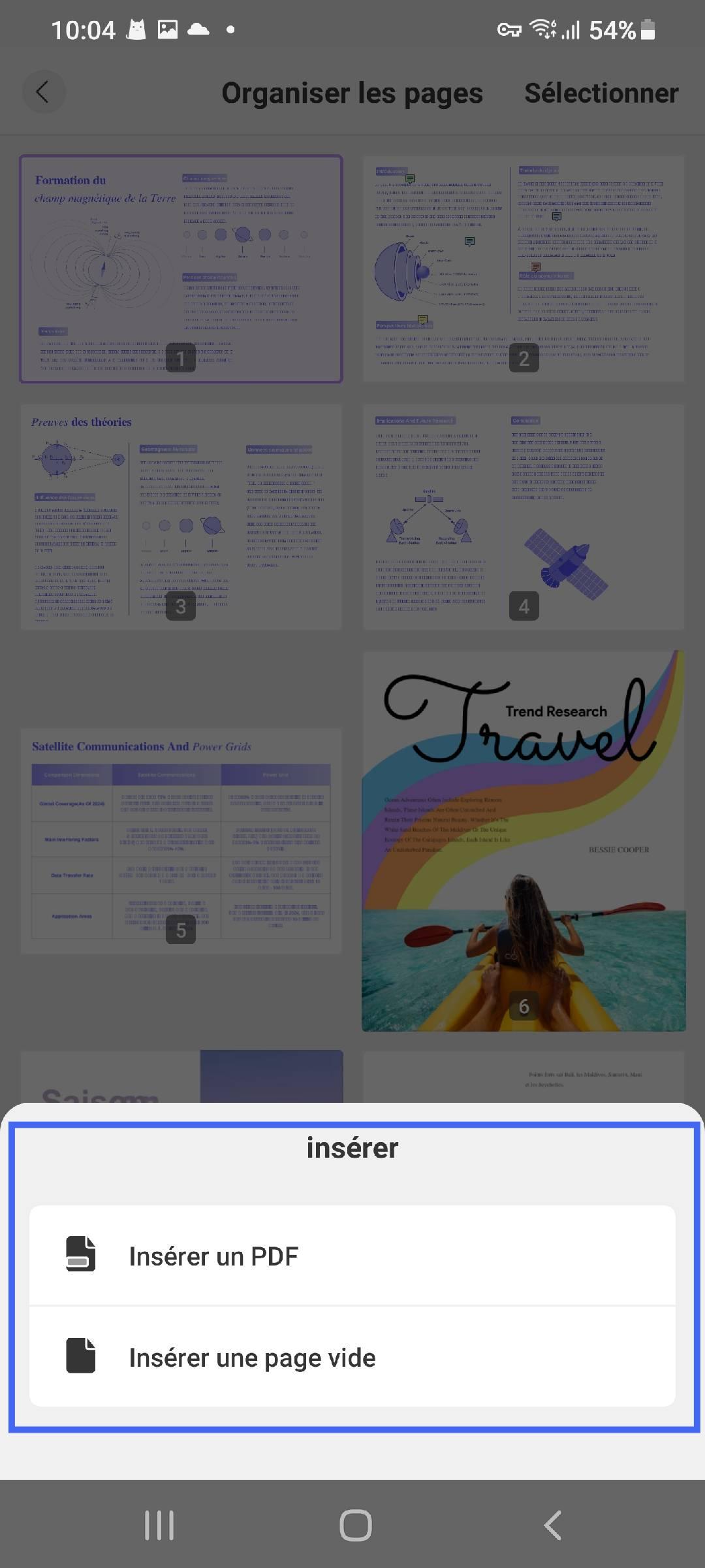 inserer des pages Android
