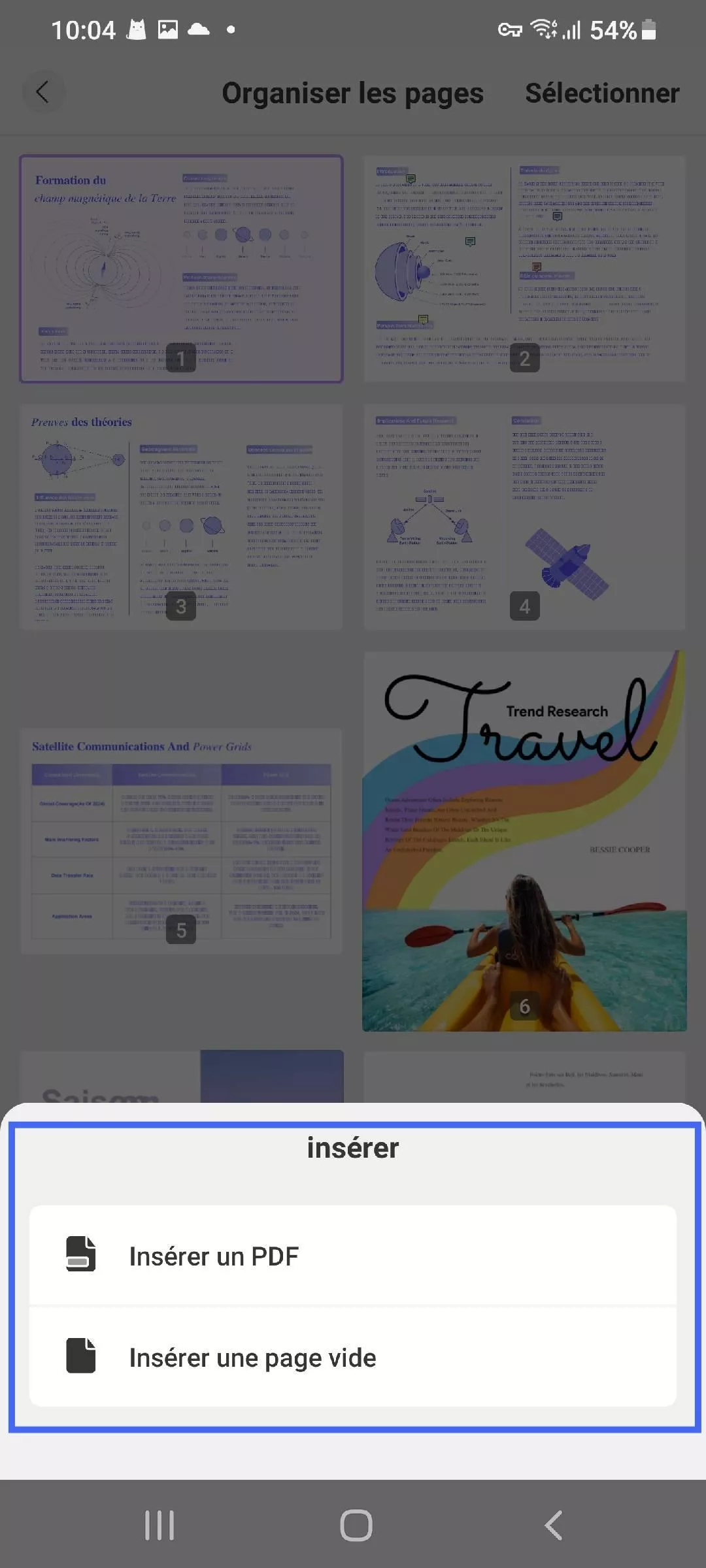 inserer des pages Android