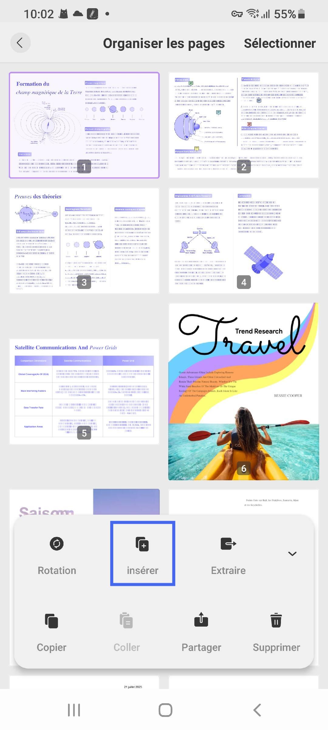 rotation des pages Android