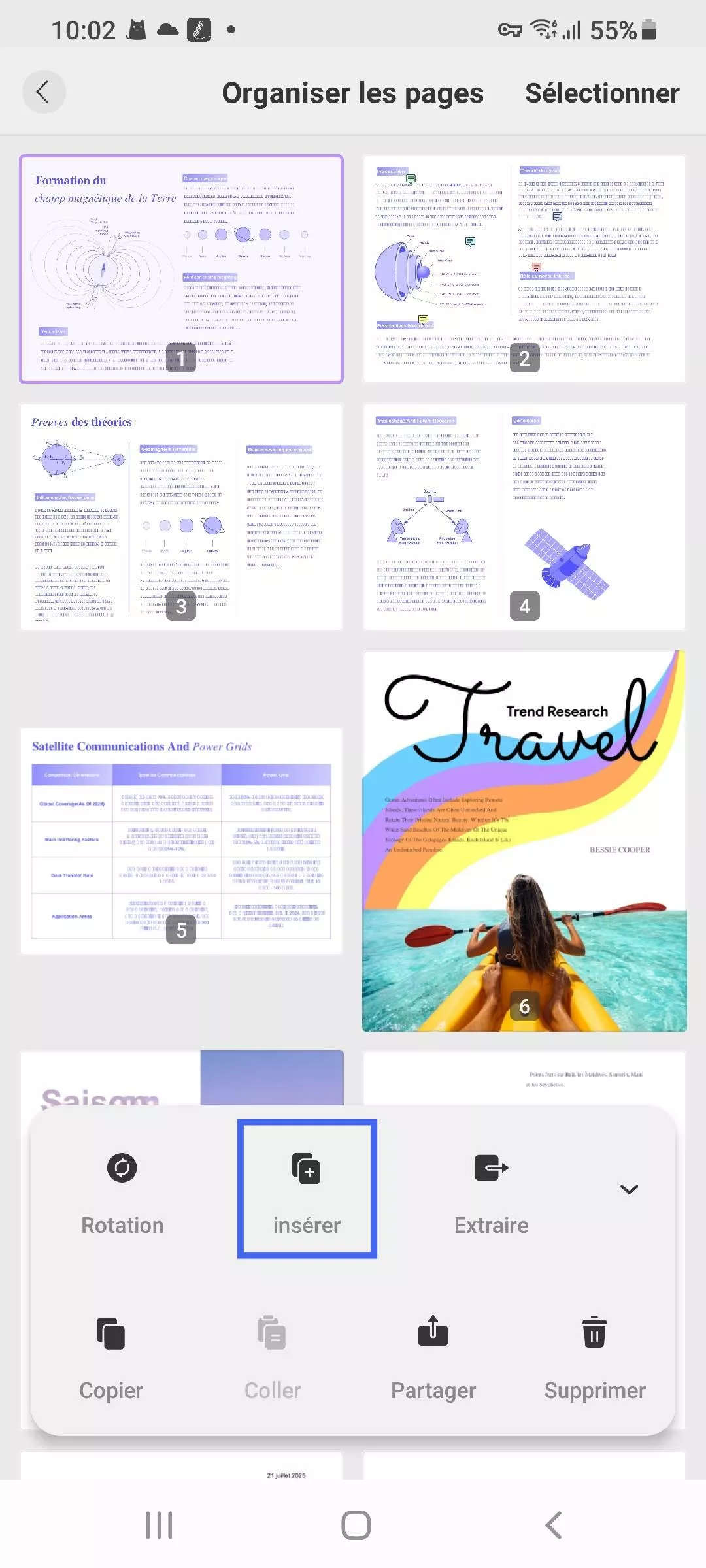 rotation des pages Android