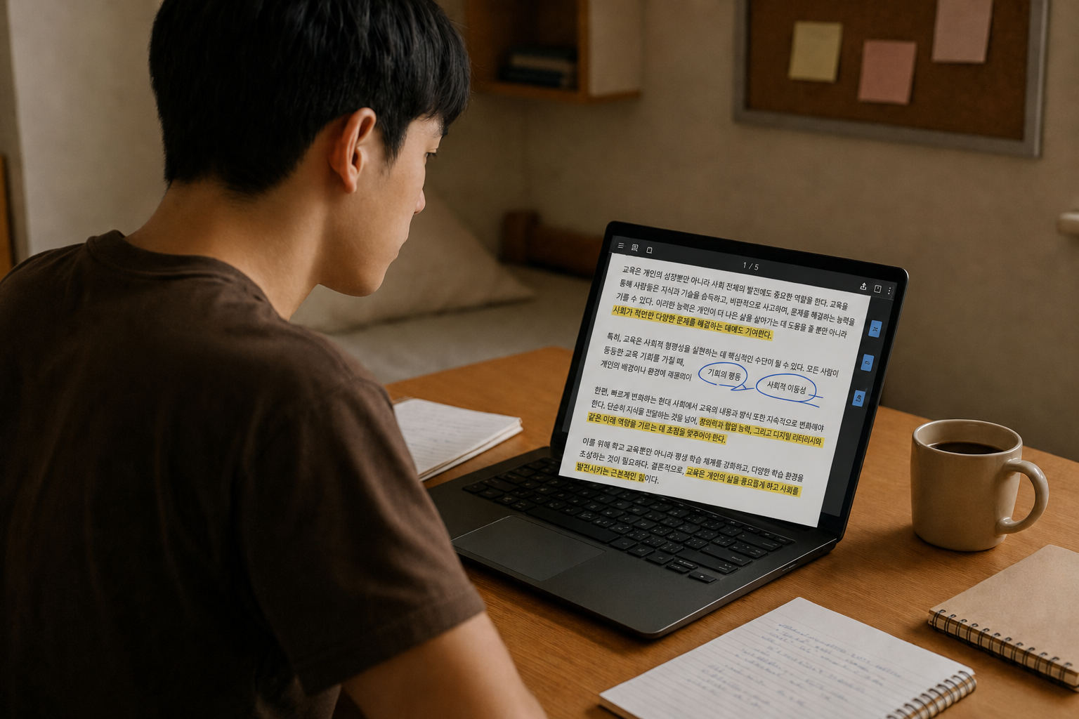 PDF 글씨 쓰기 기능으로 문서를 편집하는 모습