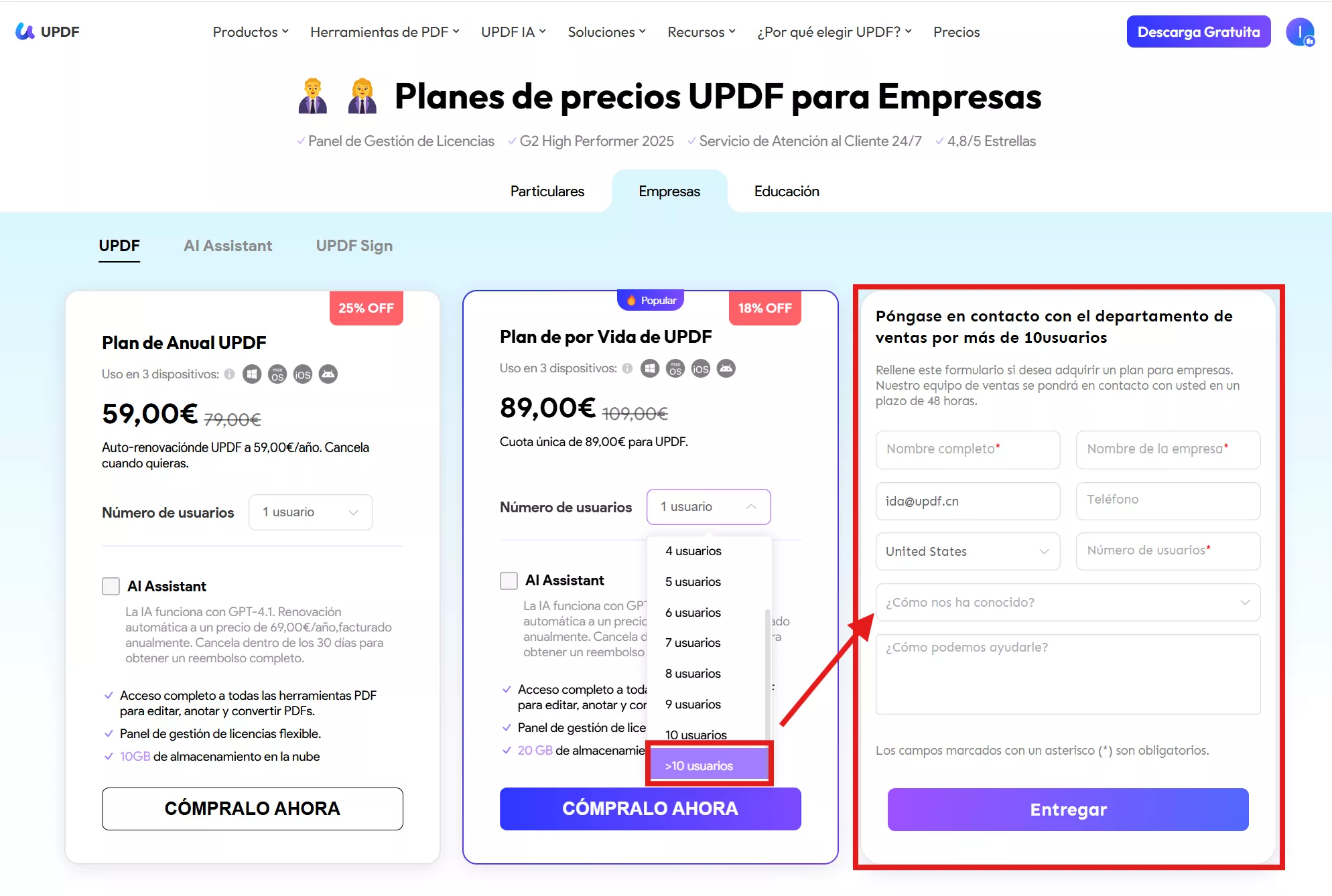 plan para empresas mienbros