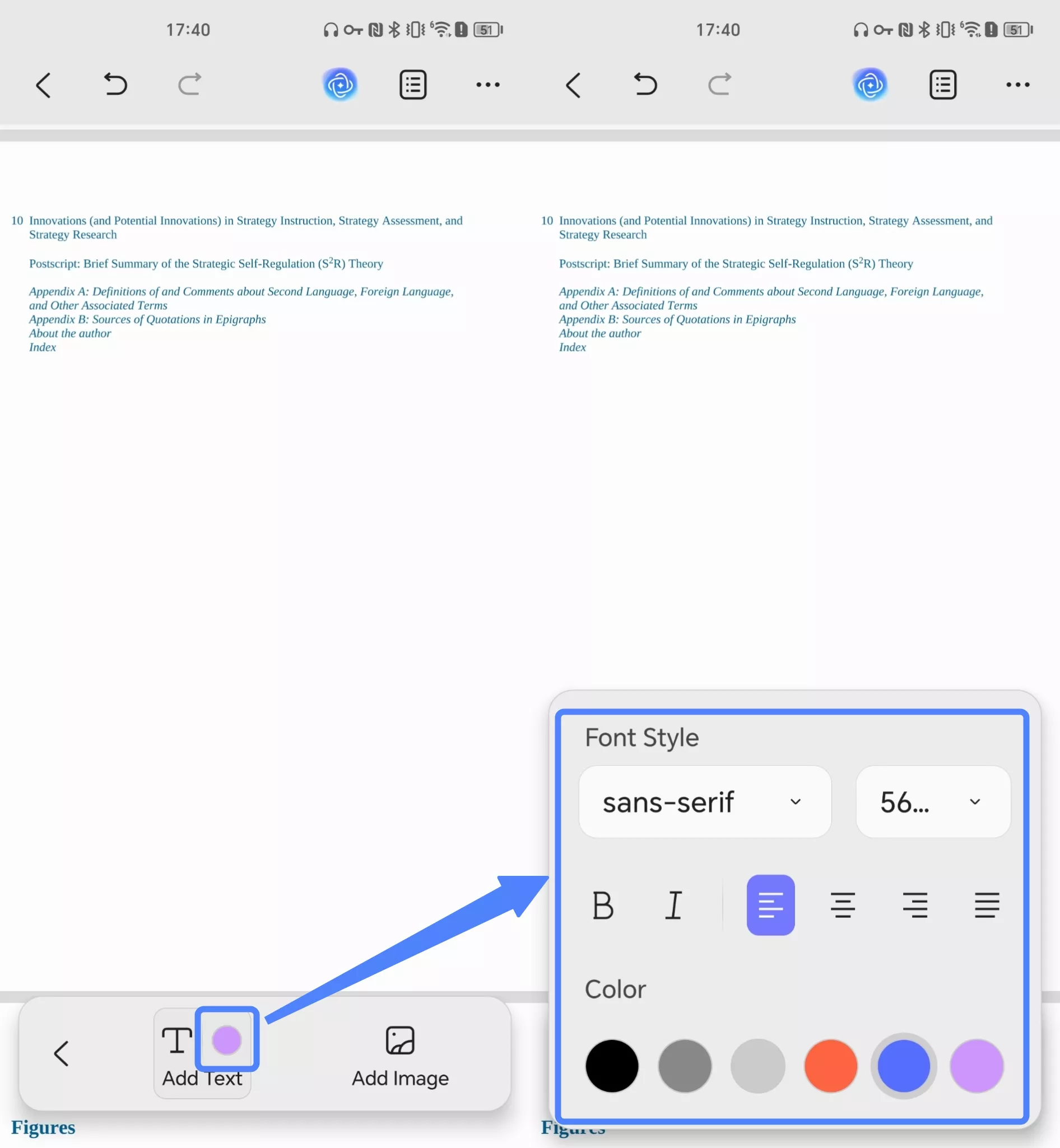 preset the text style