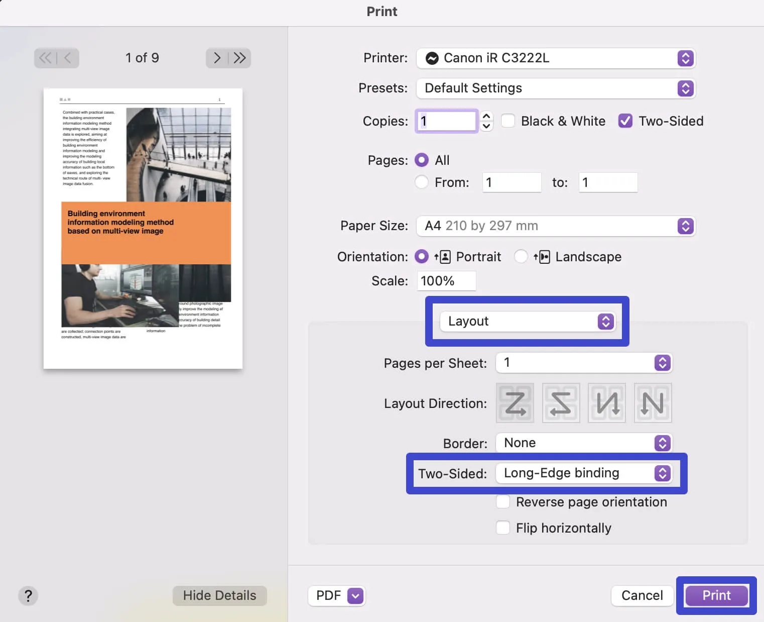 print two pages on one sheet pdf