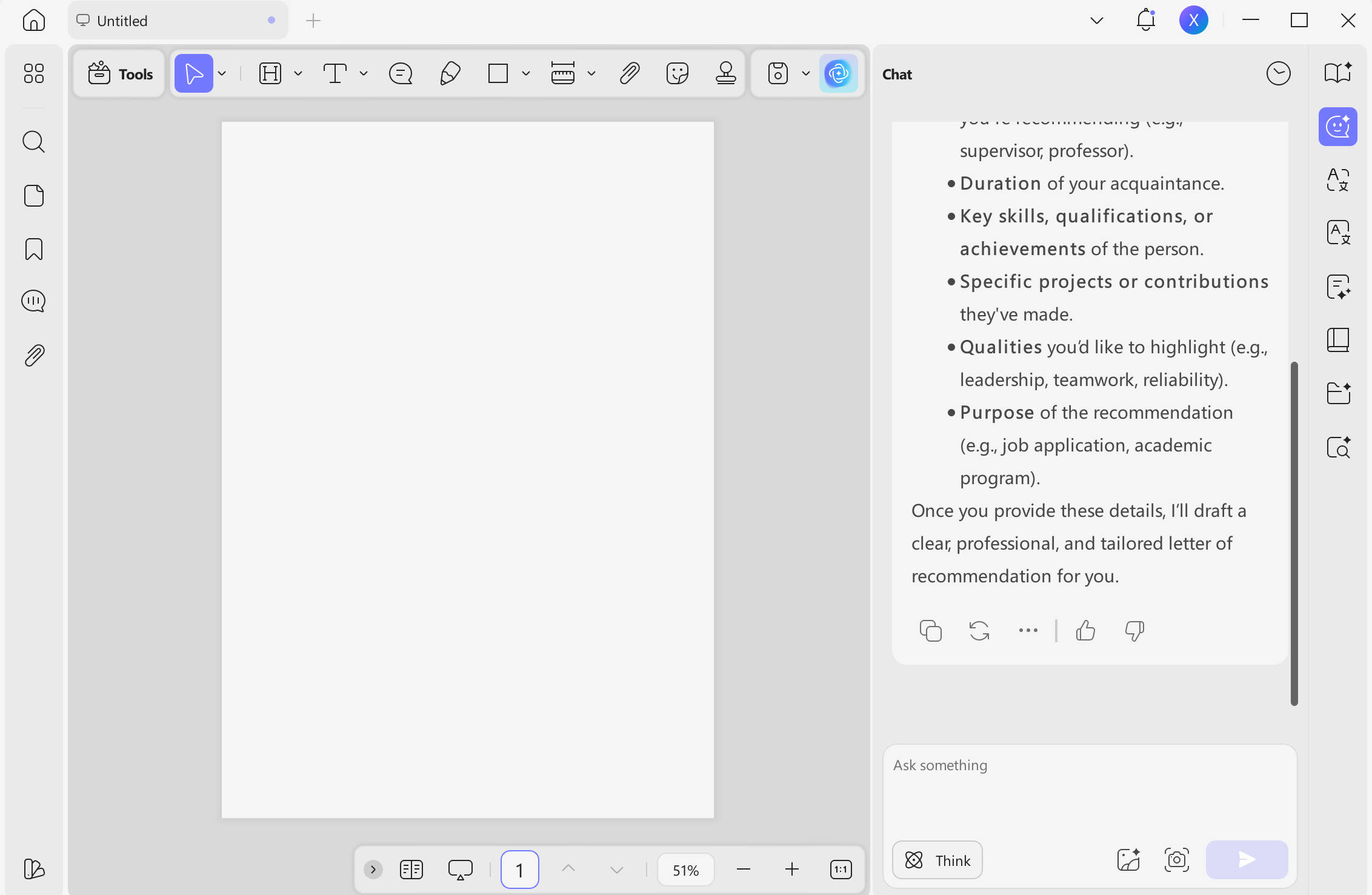Write letter of recommendation with UPDF AI